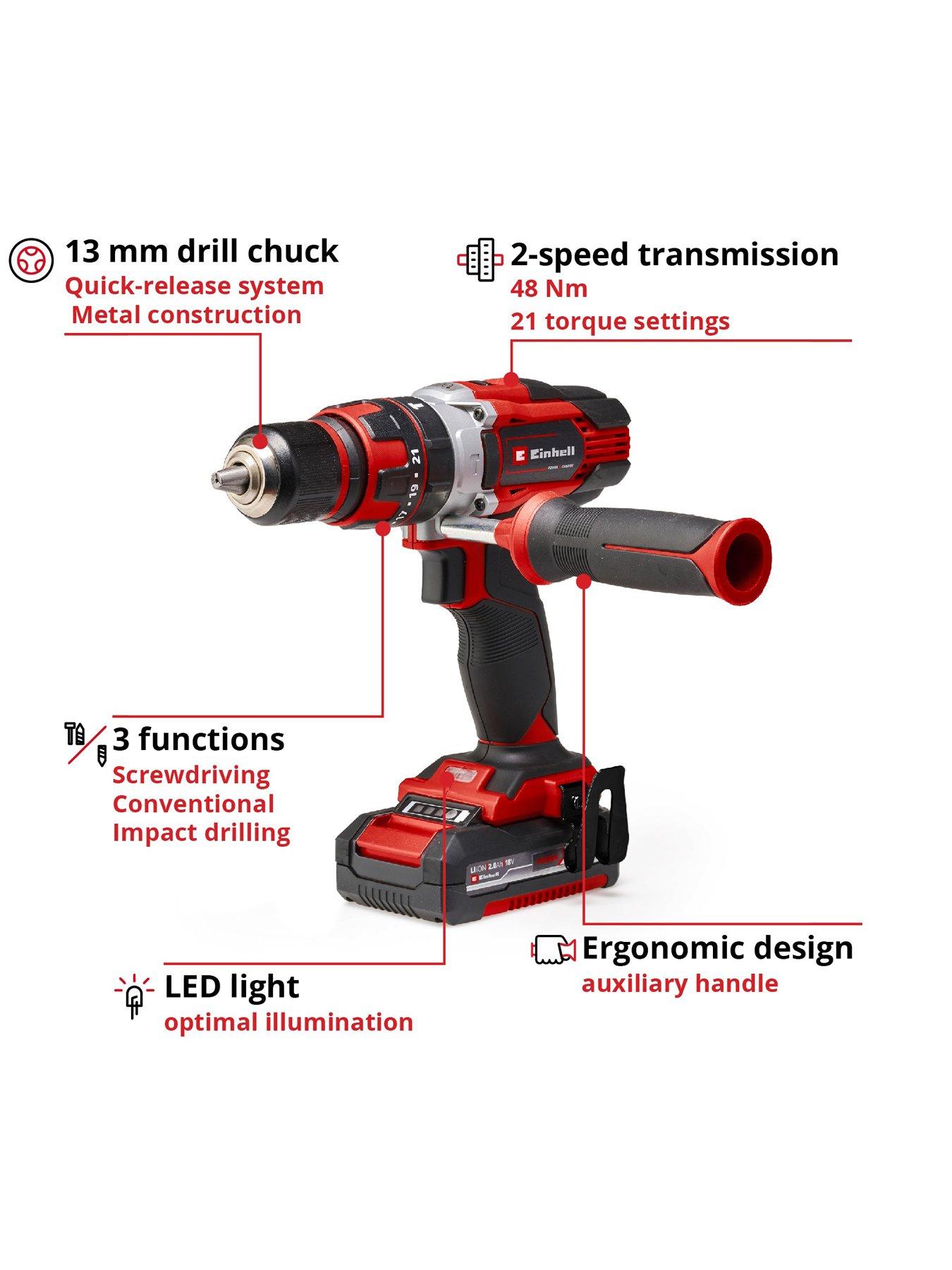 Image 4 of 8 of Einhell PXC 18V 48Nm Combi Drill Kit 2 x 2Ah batteries