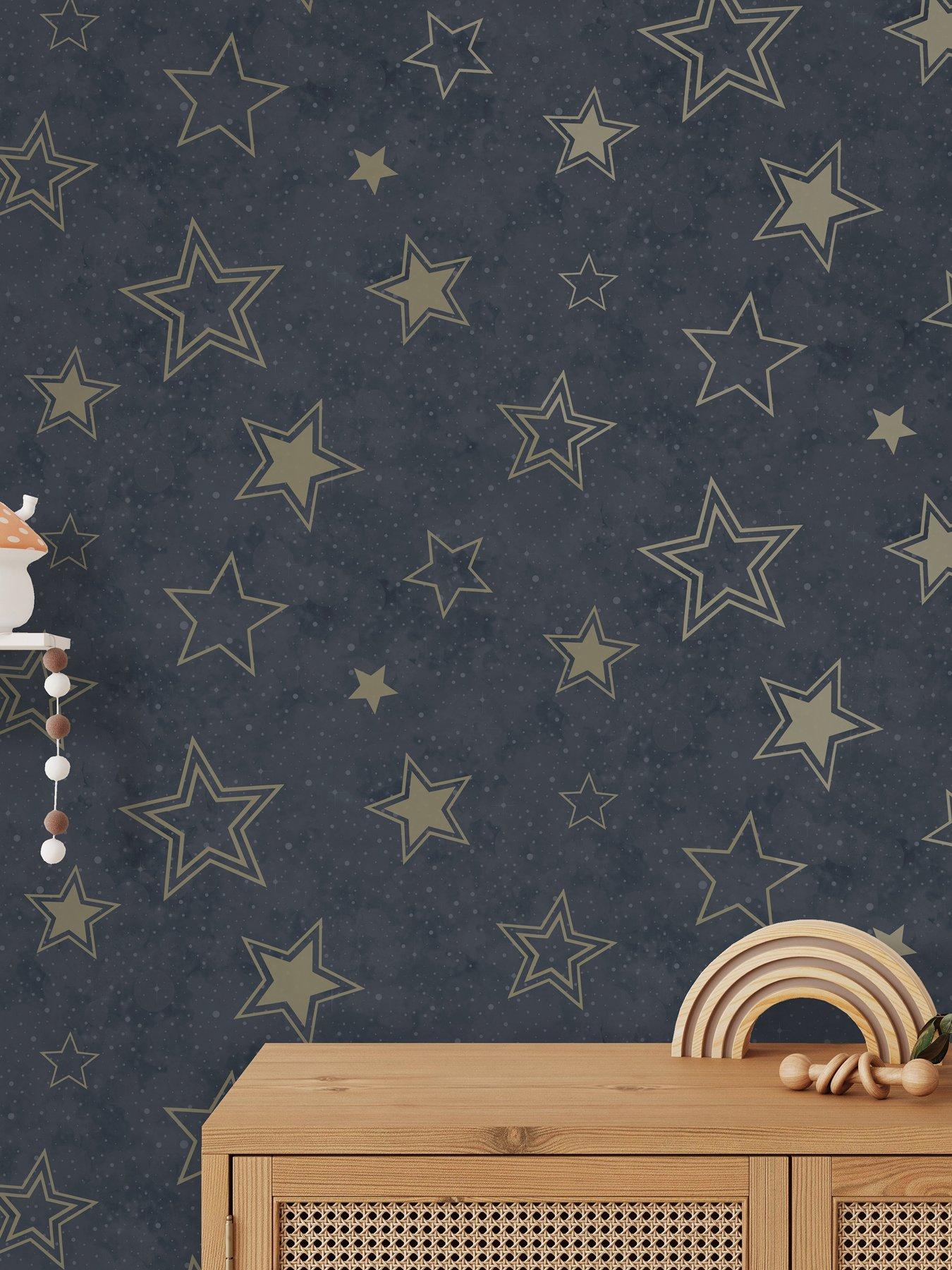 Image 1 of 6 of Holden Decor Stardust Midnight Blue/gold Wallpaper