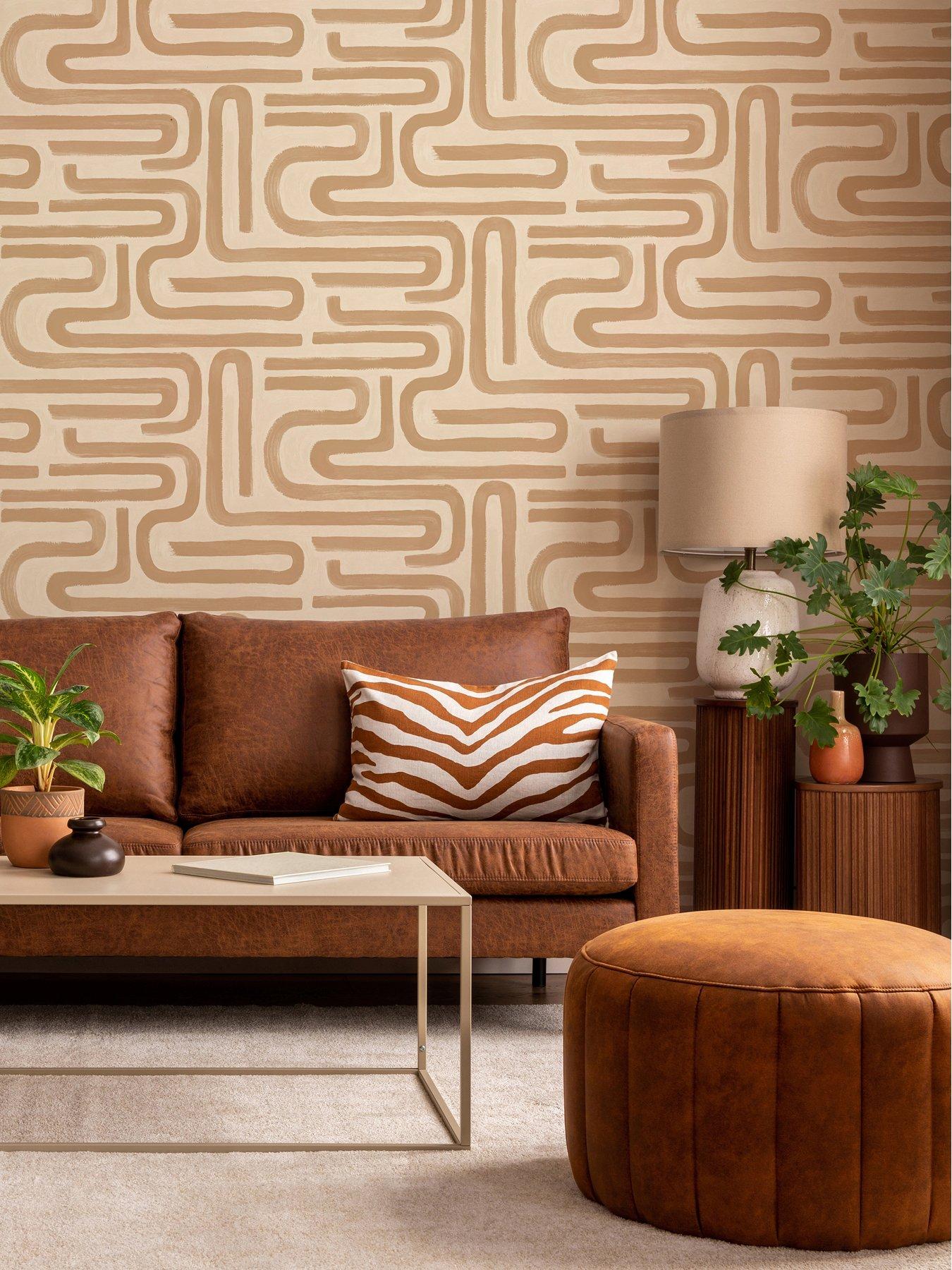 Holden Decor Brushed Geo Orange Wallpaper