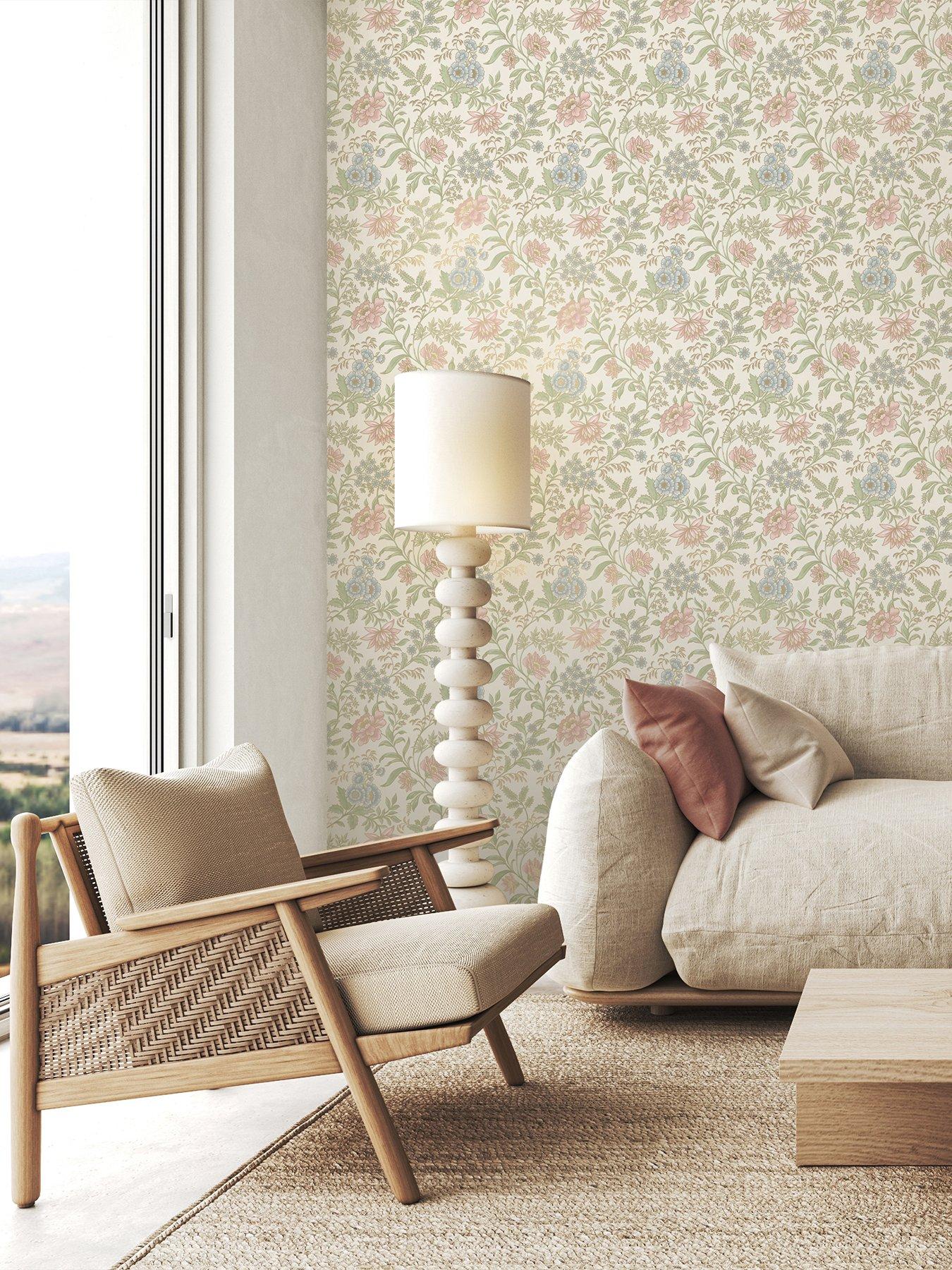 Image 1 of 7 of Rasch Garden Muse Pink & Green Wallpaper