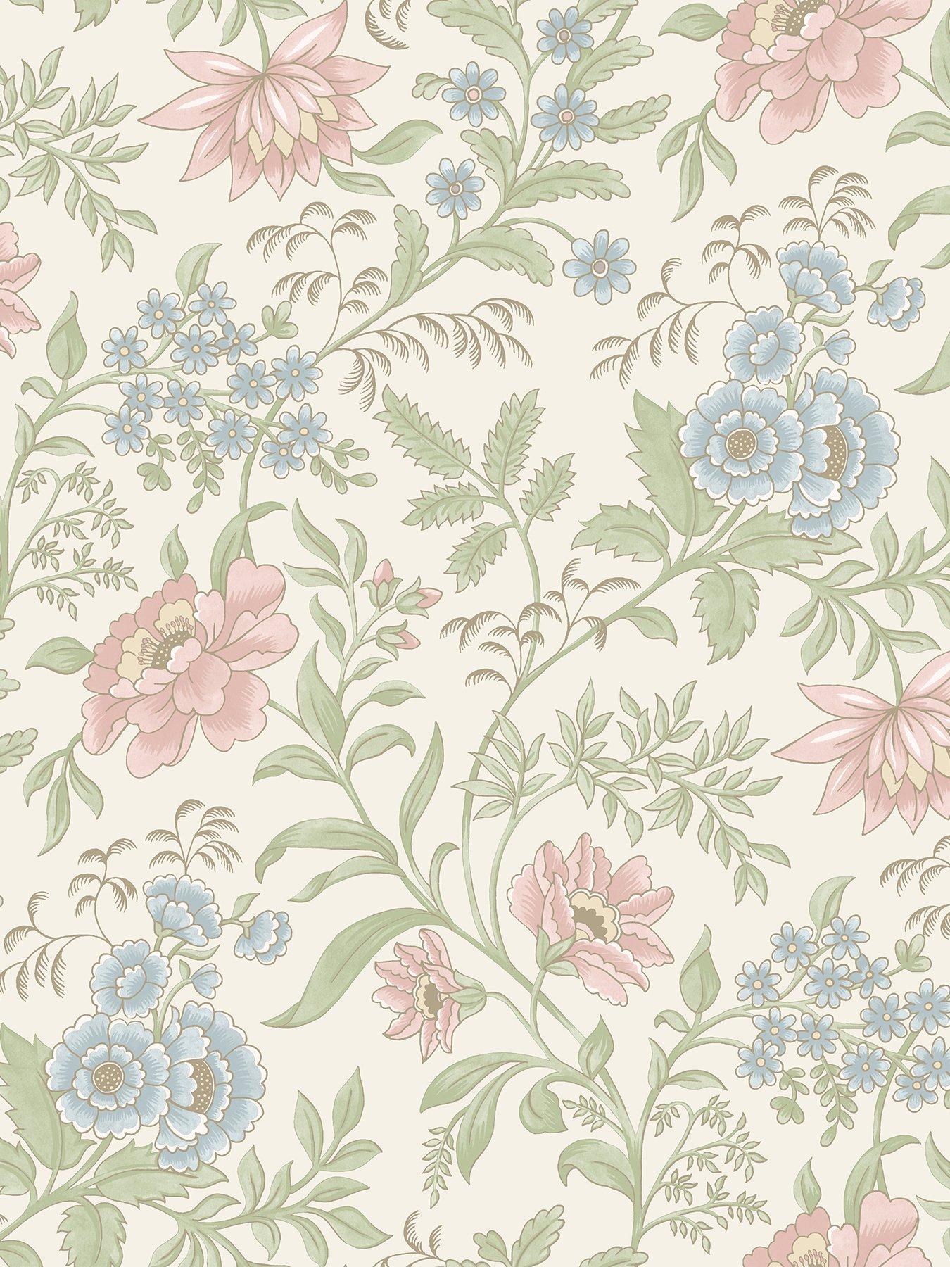 Image 2 of 7 of Rasch Garden Muse Pink & Green Wallpaper