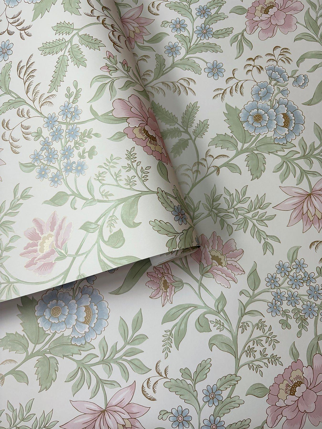 Image 7 of 7 of Rasch Garden Muse Pink & Green Wallpaper