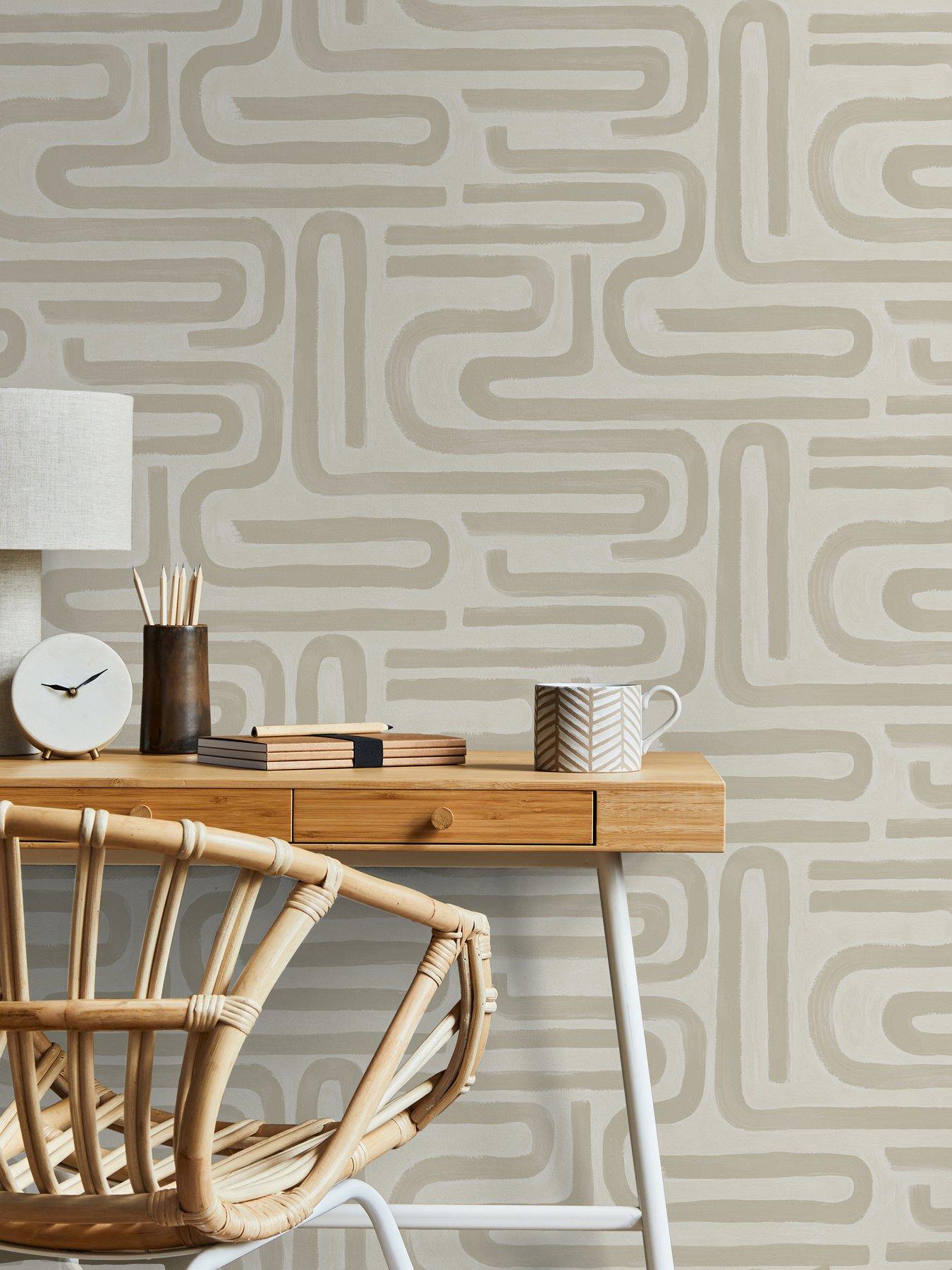 Holden Decor Brushed Geo Neutral Wallpaper