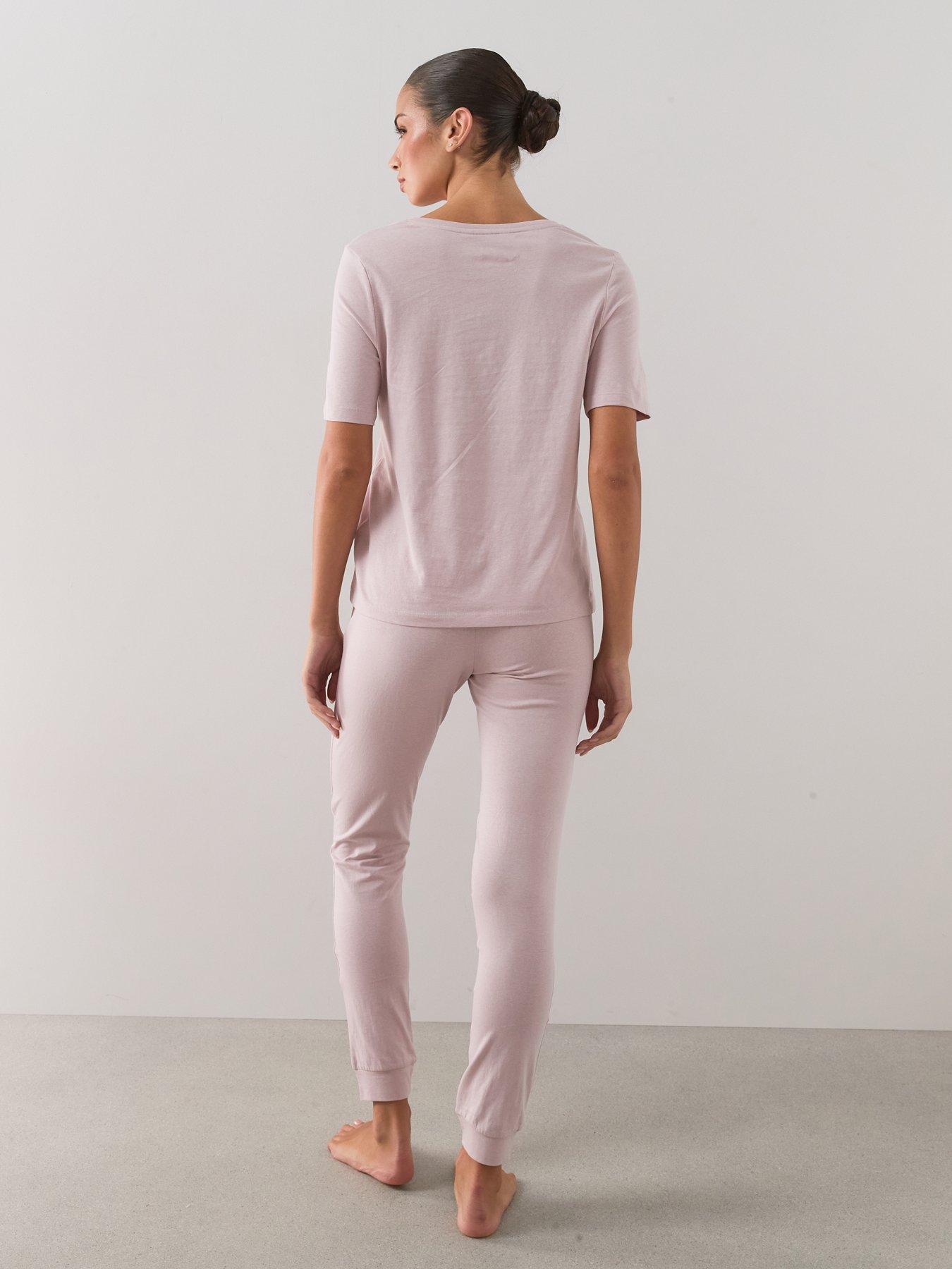 Image 2 of 7 of The Very Collection V Neck Mid Sleeve T-Shirt And Jogger Pyjama Set - Pink