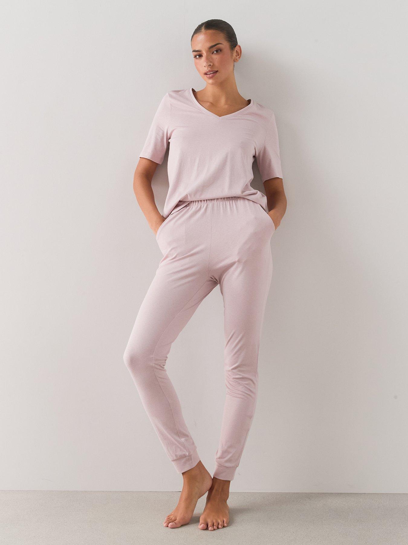 Image 3 of 7 of The Very Collection V Neck Mid Sleeve T-Shirt And Jogger Pyjama Set - Pink