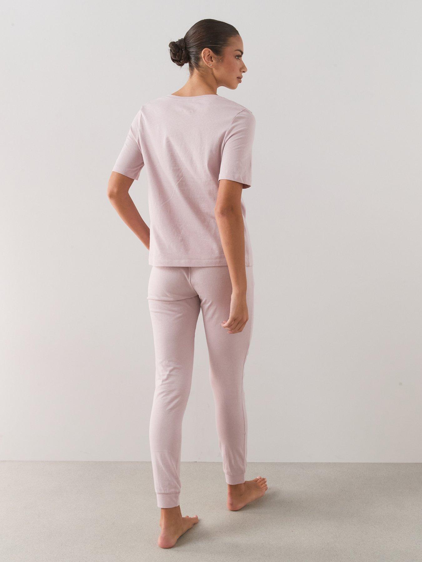 Image 5 of 7 of The Very Collection V Neck Mid Sleeve T-Shirt And Jogger Pyjama Set - Pink