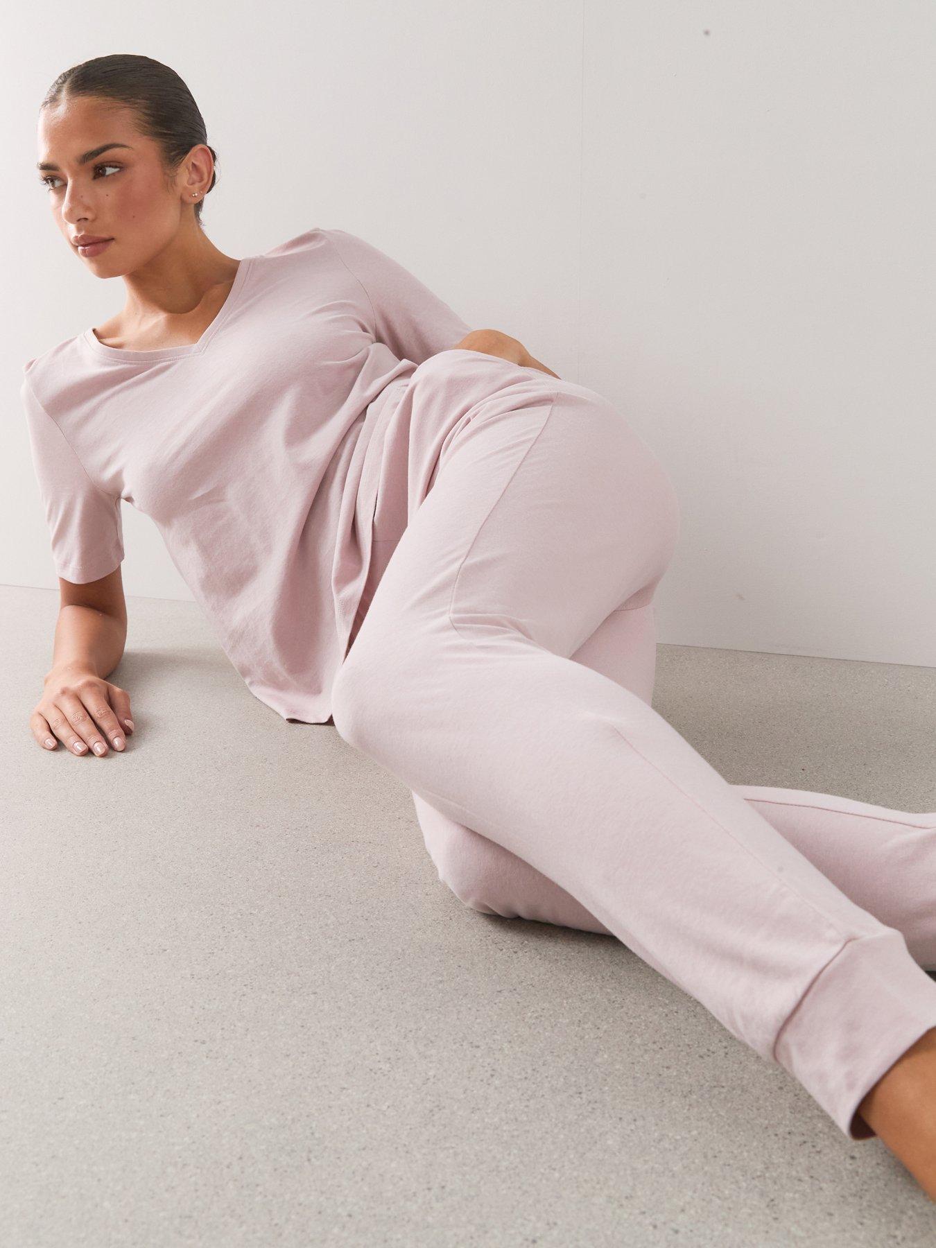 Image 6 of 7 of The Very Collection V Neck Mid Sleeve T-Shirt And Jogger Pyjama Set - Pink