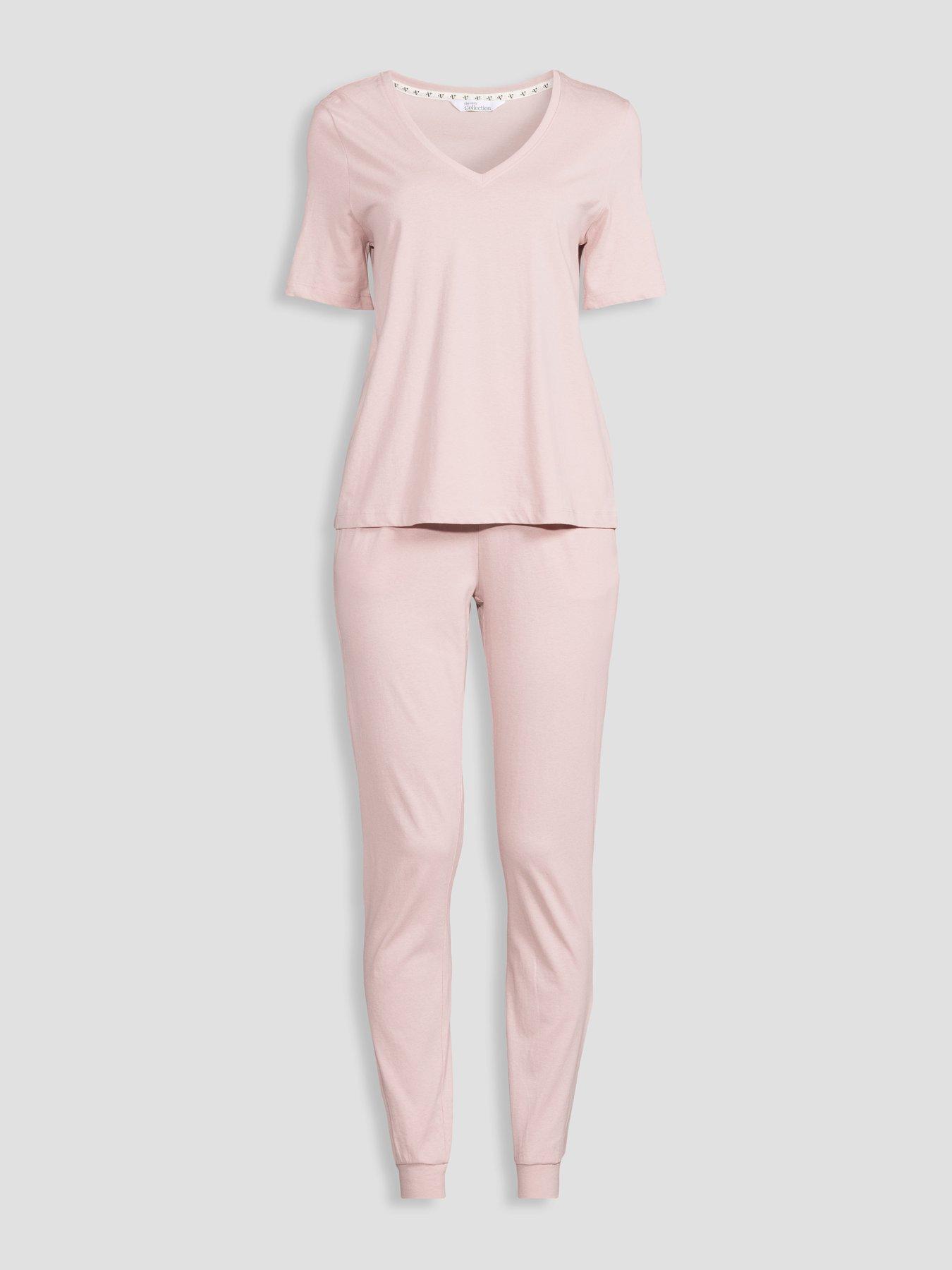 Image 7 of 7 of The Very Collection V Neck Mid Sleeve T-Shirt And Jogger Pyjama Set - Pink