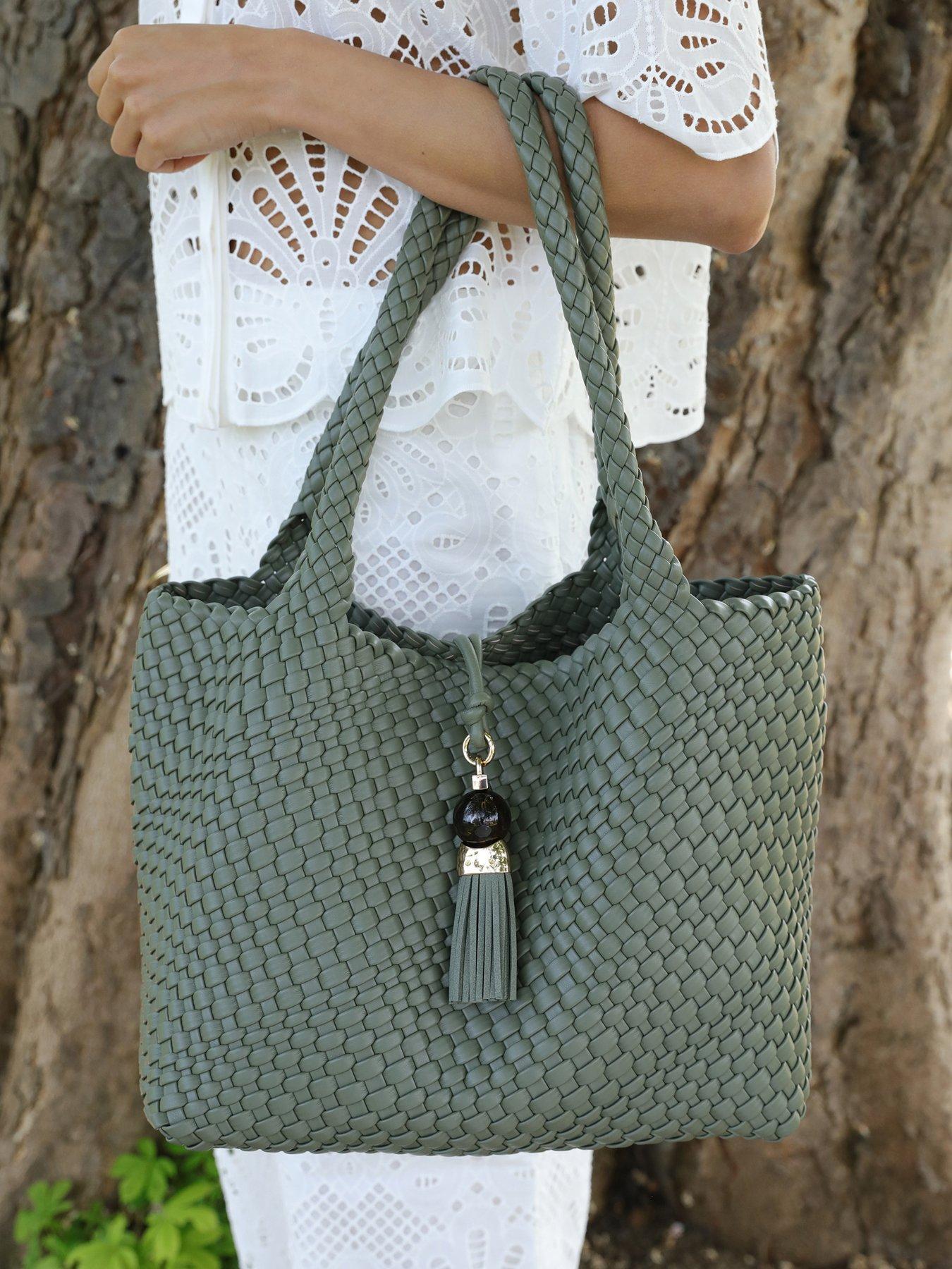 Image 1 of 7 of Luella Grey Saskia Khaki Large Woven Tote