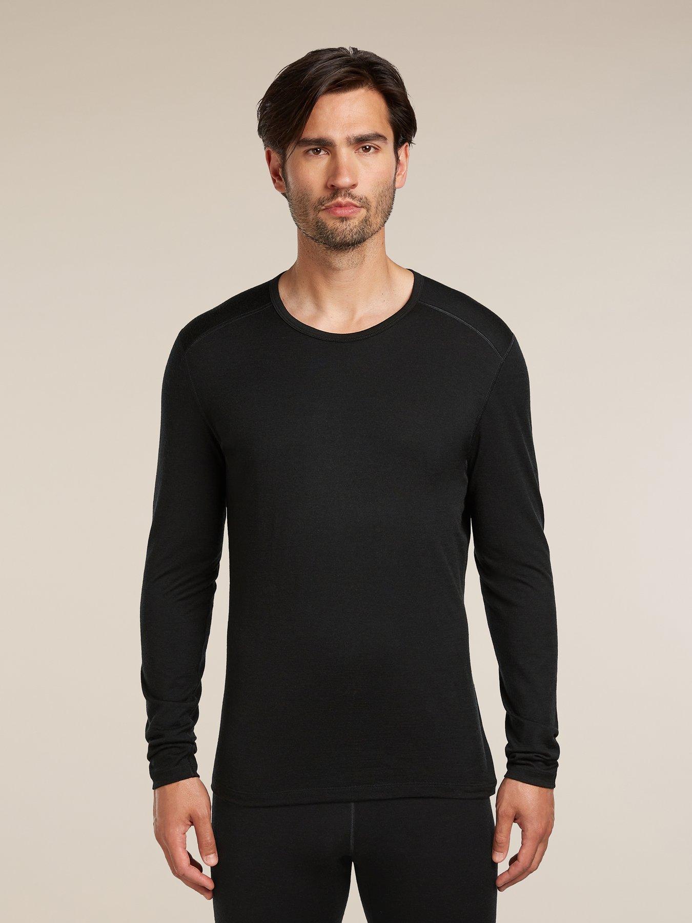 Icebreaker Mens 200 Oasis Long Sleeve Crew Top, Black, Size M, Men