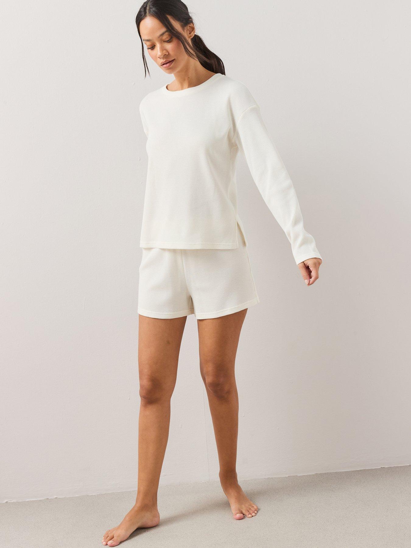 Image 4 of 7 of The Very Collection Waffle Pyjama Set - Cream