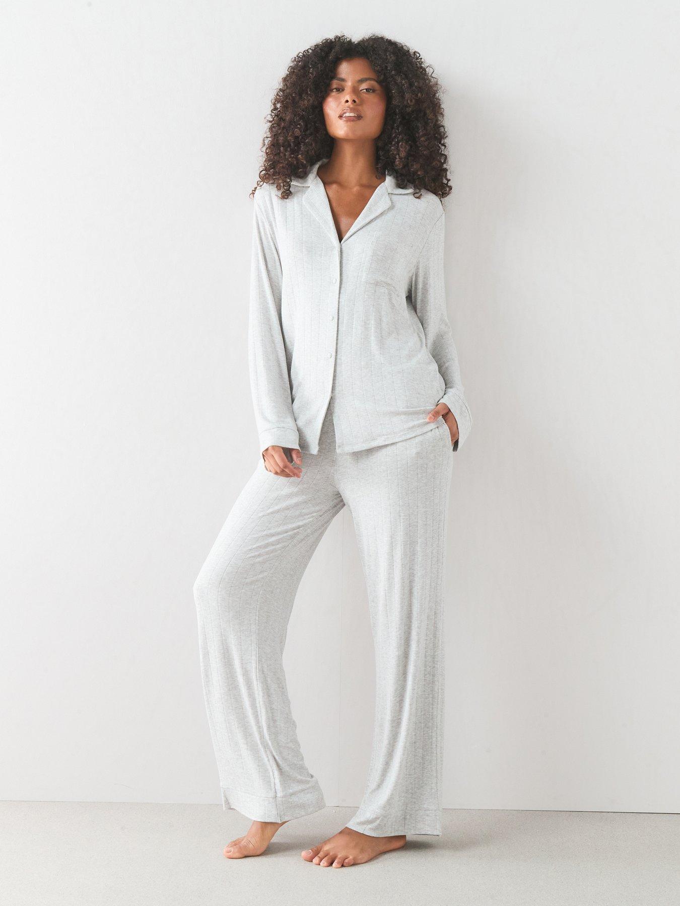 Image 1 of 7 of The Very Collection Soft Touch Revere Pyjama Set - Grey