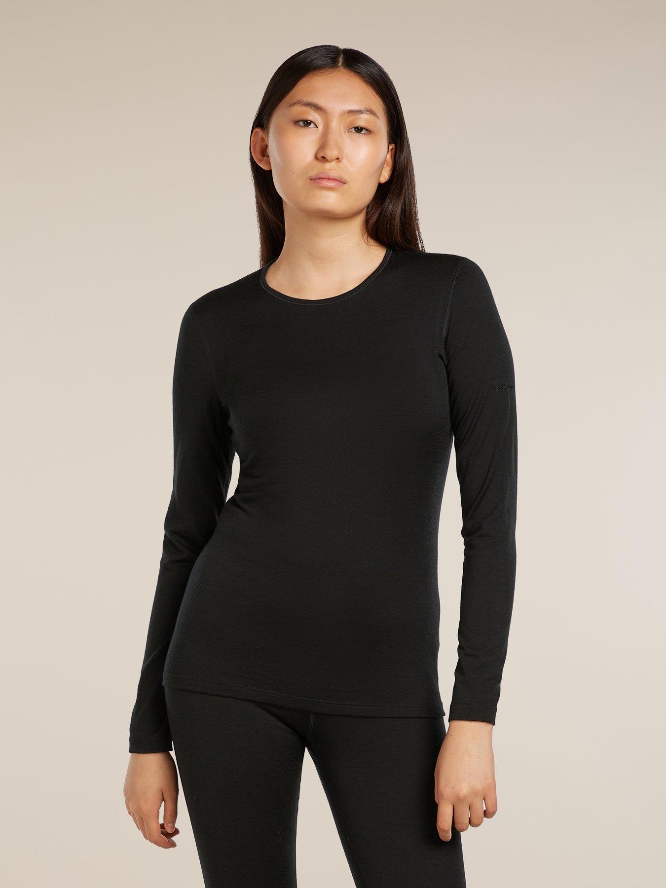 Icebreaker Womens 200 Oasis Long Sleeve Crew Top - Black
