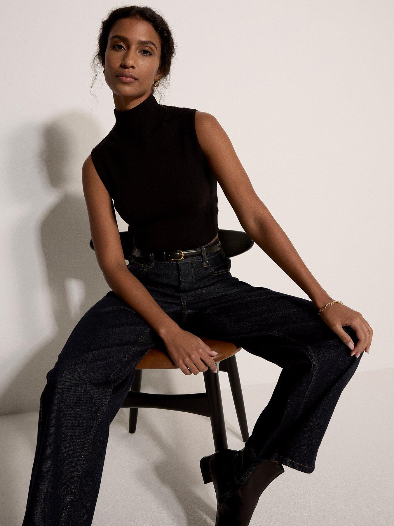 Apricot Apricot High Neck Simple Knit Crop Top