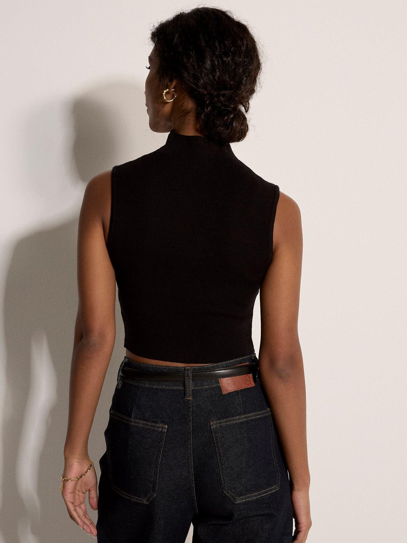 Image 2 of 4 of Apricot Apricot High Neck Simple Knit Crop Top