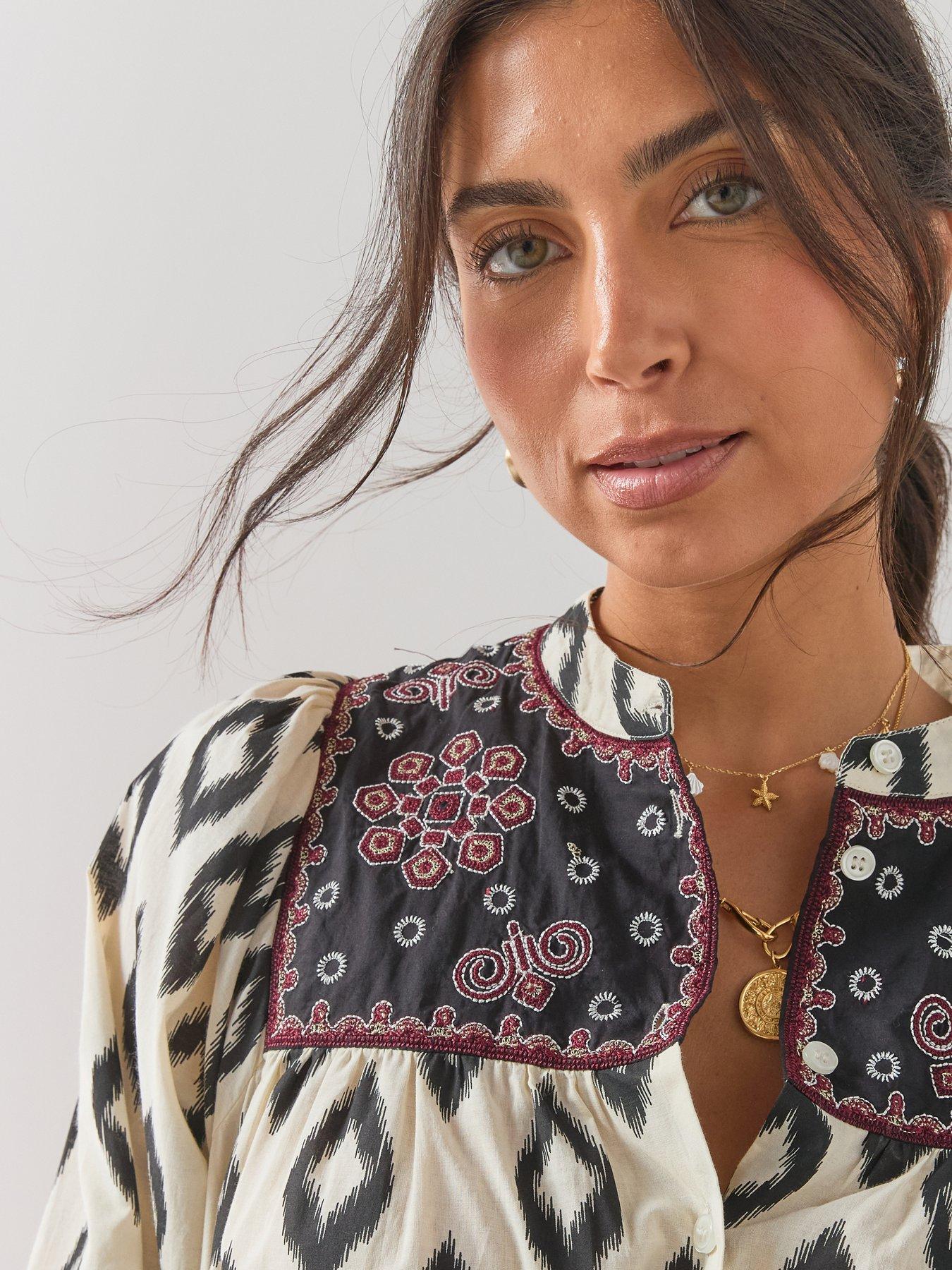 Image 6 of 7 of The Very Collection Printed Belted Shirt Mini Dress - Cream