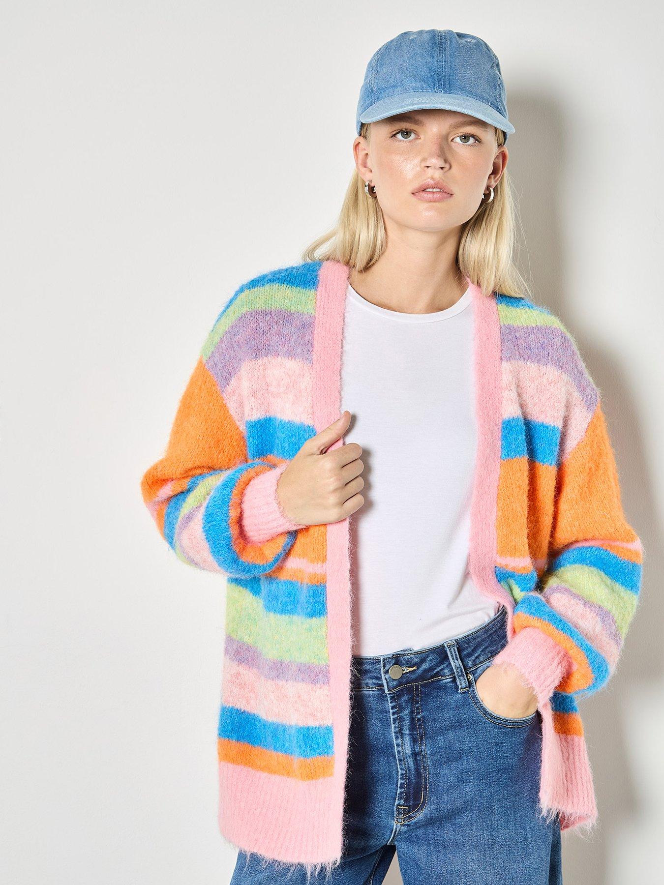apricot-knitted-stripe-cardigan-multi