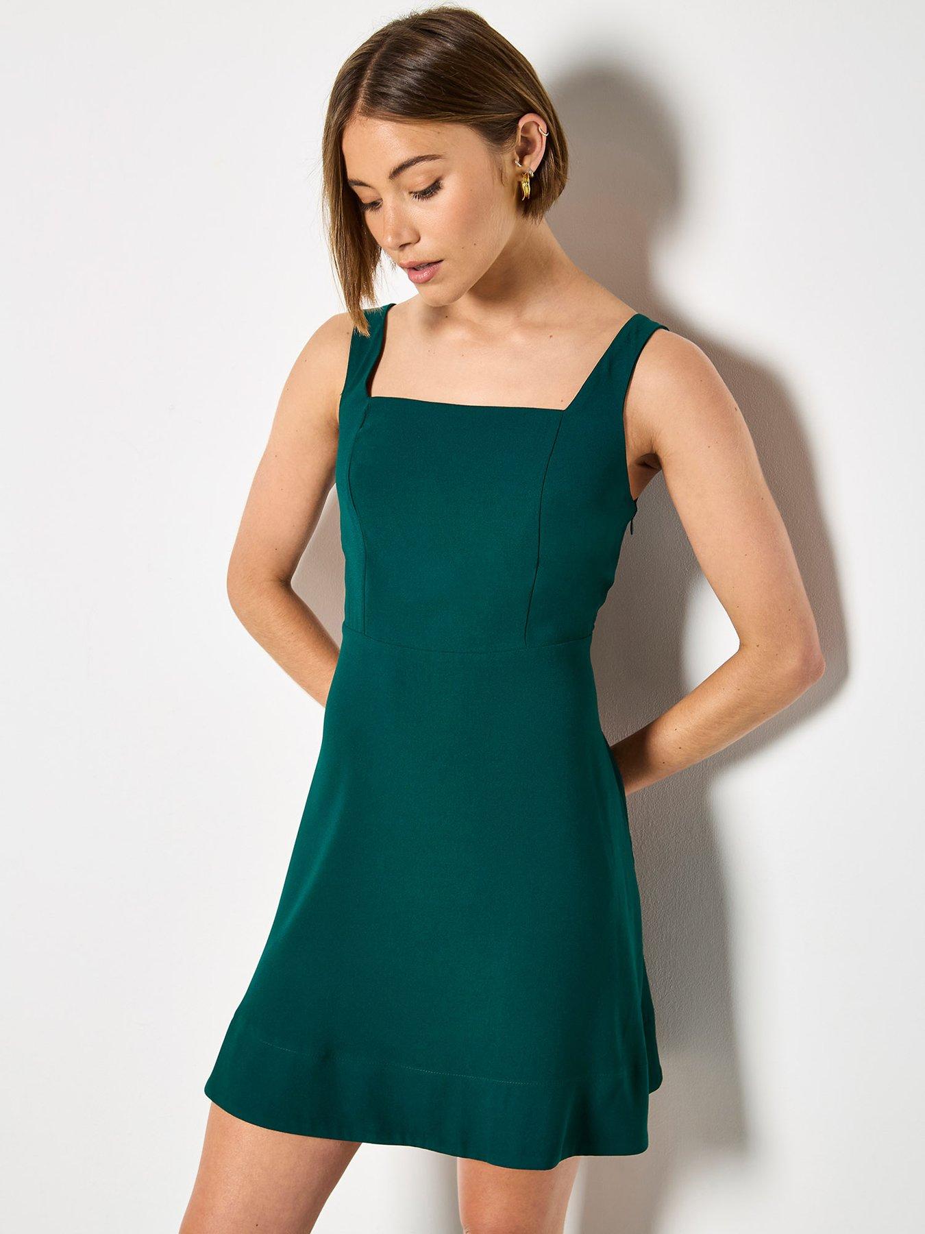 Apricot Fit And Flare Mini Dress - Green