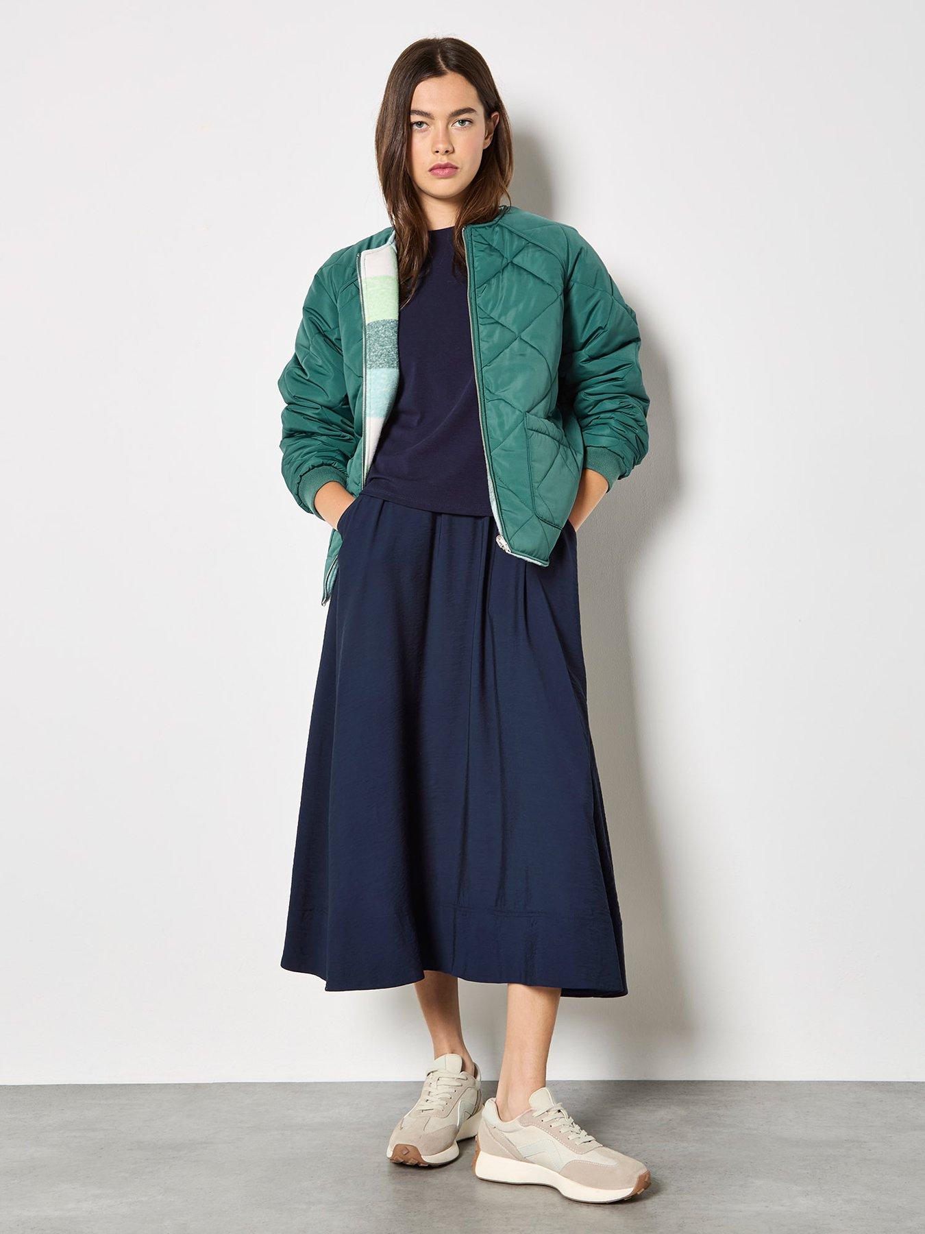 Image 3 of 7 of Apricot Check Fleece Reversible Quilted Jacket - Green