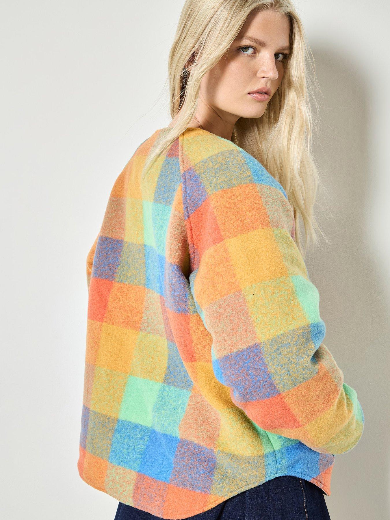 Image 2 of 6 of Apricot Check Fleece Reversible Quilted Jacket - Cream