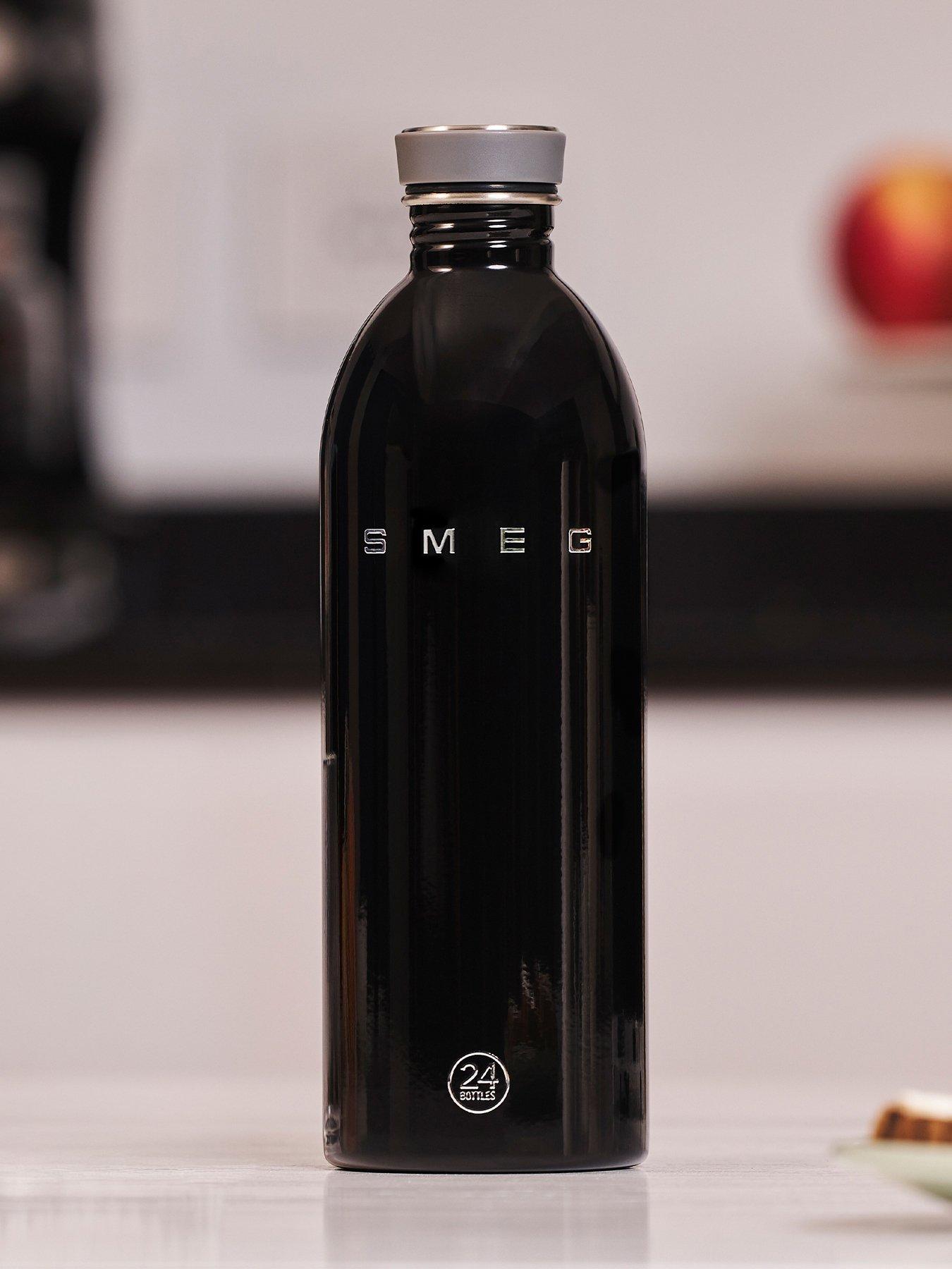Smeg 24Bottles Lightweight And Leakproof Urban Bottle, Stainless Steel, 1l, Black