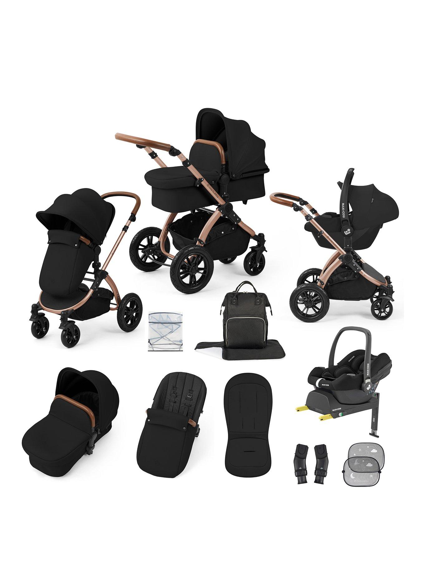 Ickle Bubba Stomp Luxe 12 Piece Travel System With Maxi Cosi Cabriofix I-Size Car Seat & Isofix Base - Bronze / Midnight / Tan