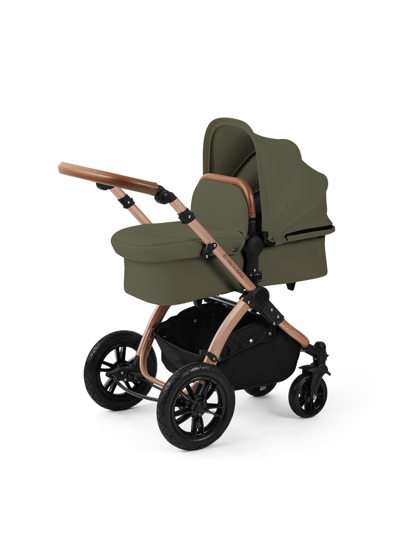 Image 2 of 7 of Ickle Bubba Stomp Luxe 12 Piece Travel System With Maxi Cosi Cabriofix I-Size Car Seat &amp; Isofix Base - Bronze / Woodland / Tan