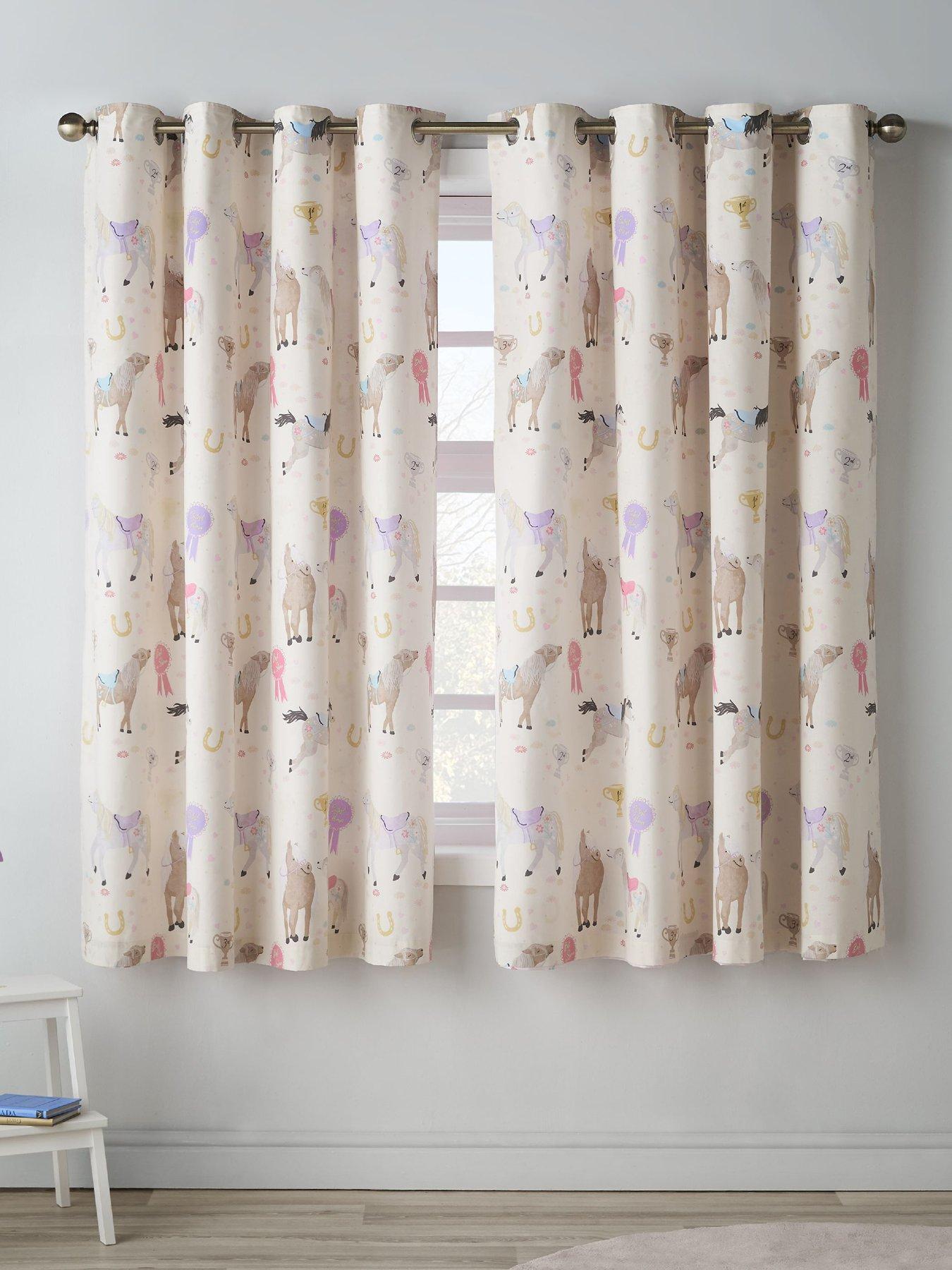 Catherine Lansfield Happy Horses Curtains 66X72 Inch Cream