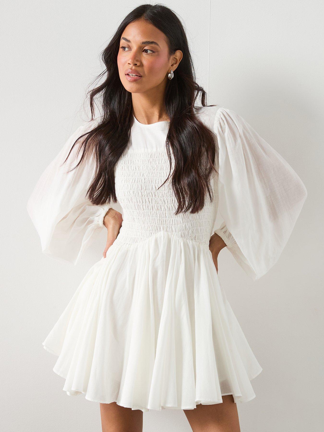 AllSaints Chia Smock Mini Dress - White