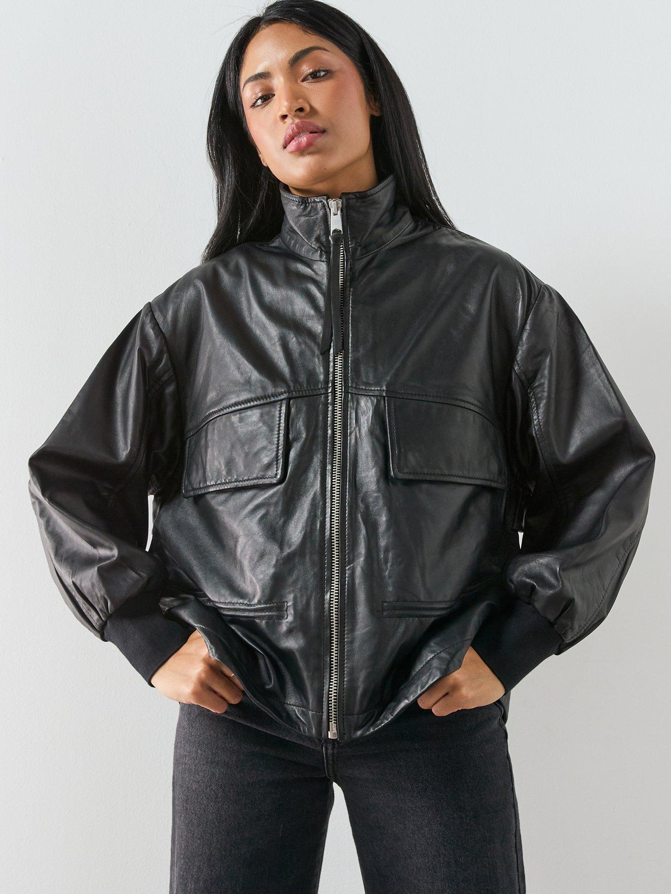 AllSaints Leather Flor Jacket - Black