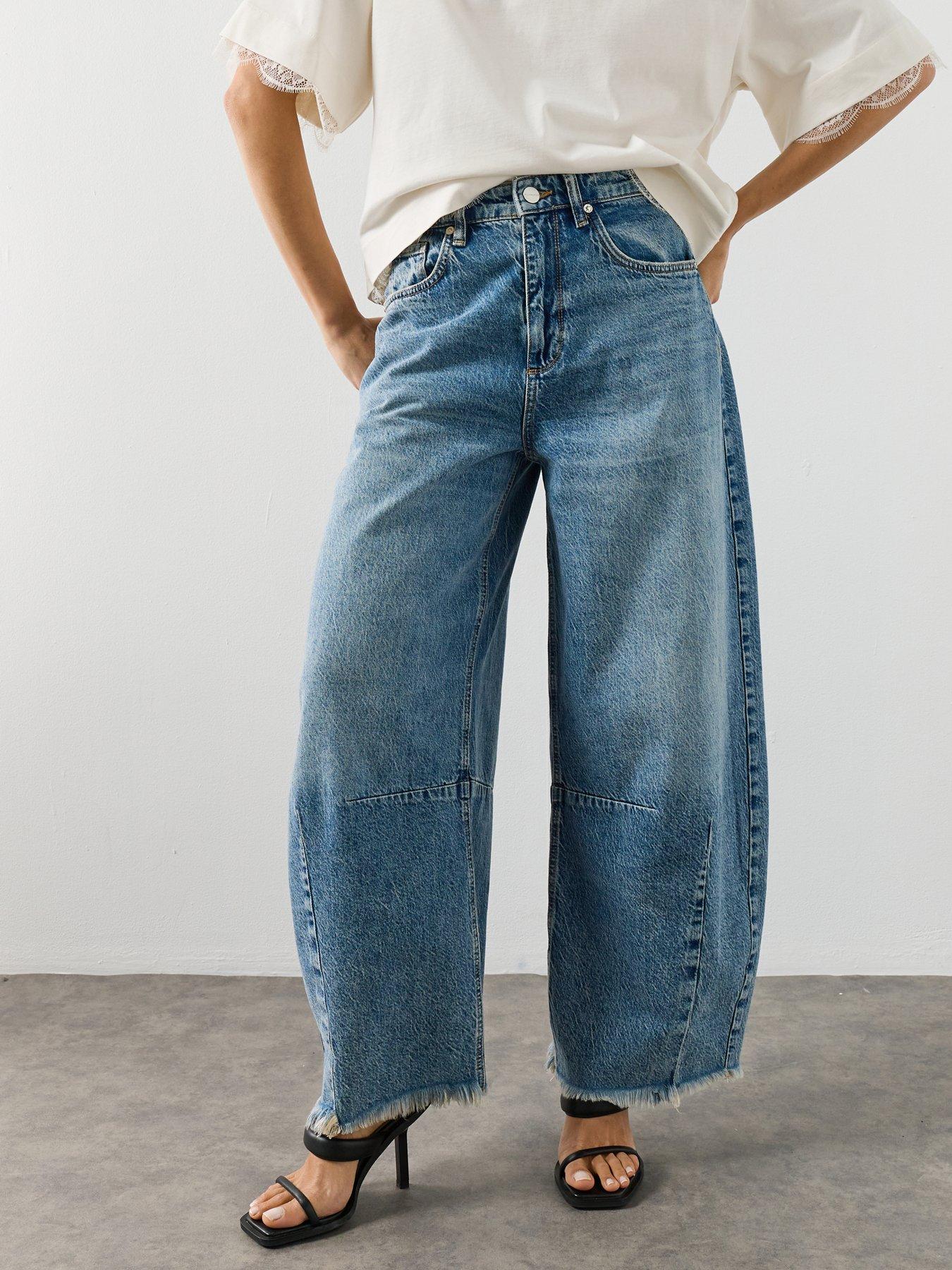 AllSaints Payton Crop Denim Jeans, Blue, Size 28, Women