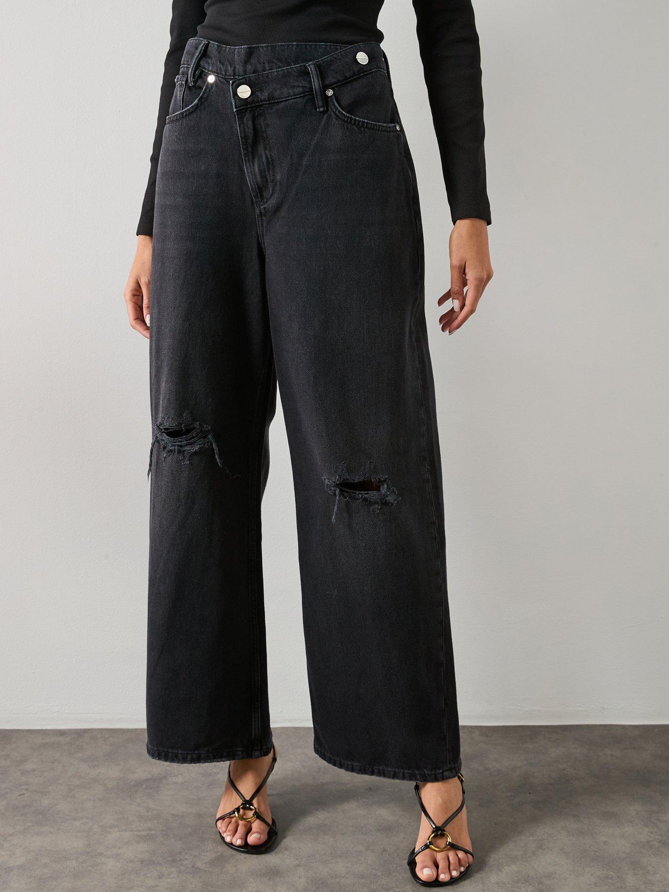 AllSaints Aki Crossover Waist Jeans - Black
