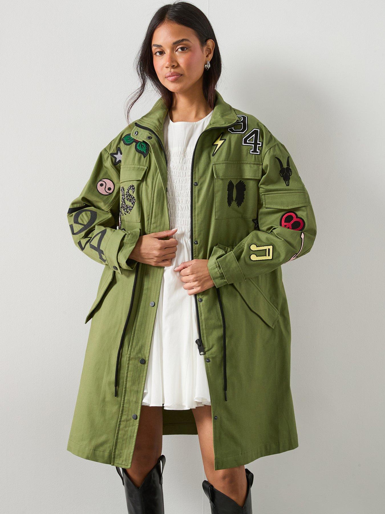 AllSaints Ariaa Relaxed Fit Parka Coat - Green