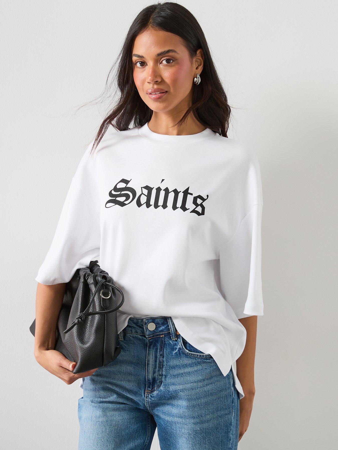 Image 1 of 6 of AllSaints Saint Amelie Oversized T-Shirt - White