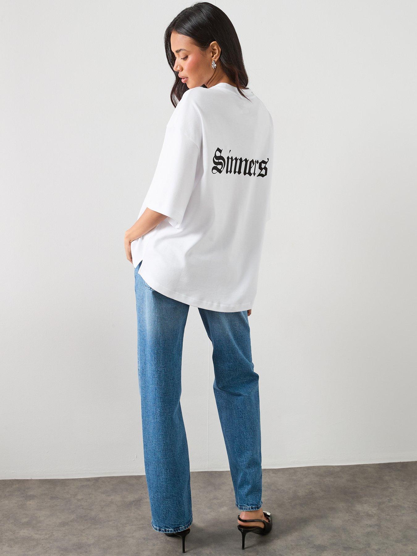 Image 2 of 6 of AllSaints Saint Amelie Oversized T-Shirt - White