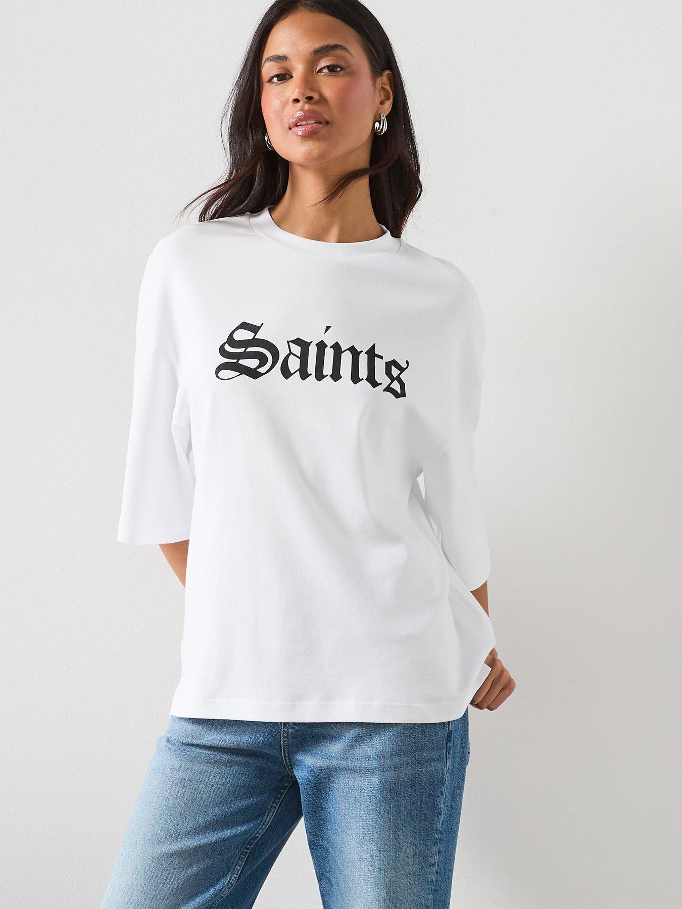 Image 6 of 6 of AllSaints Saint Amelie Oversized T-Shirt - White