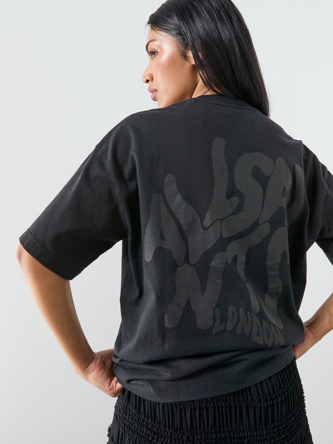 Image 1 of 6 of AllSaints Orlando Etta Tee (Non-Tonal) - Black