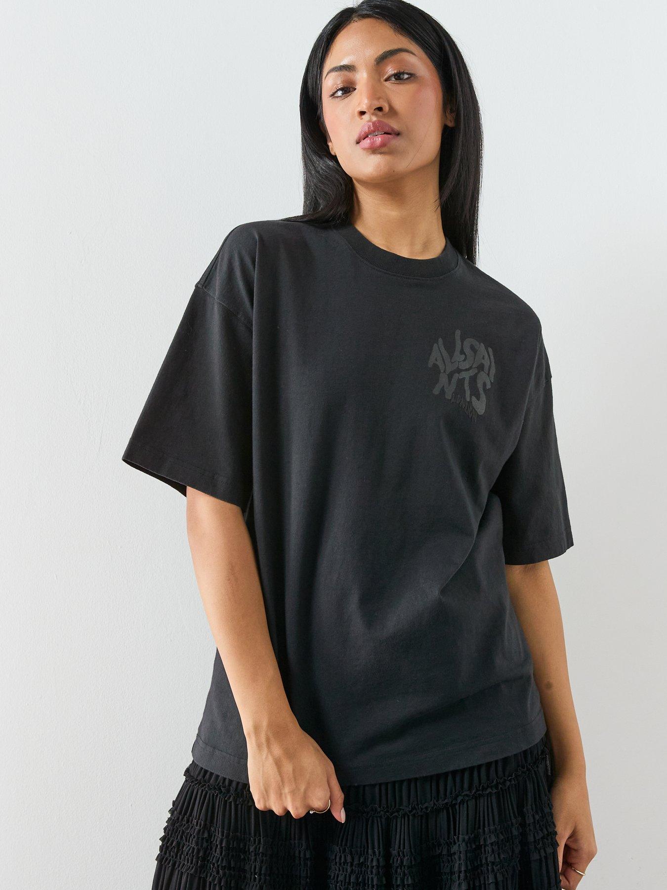 Image 2 of 6 of AllSaints Orlando Etta Tee (Non-Tonal) - Black