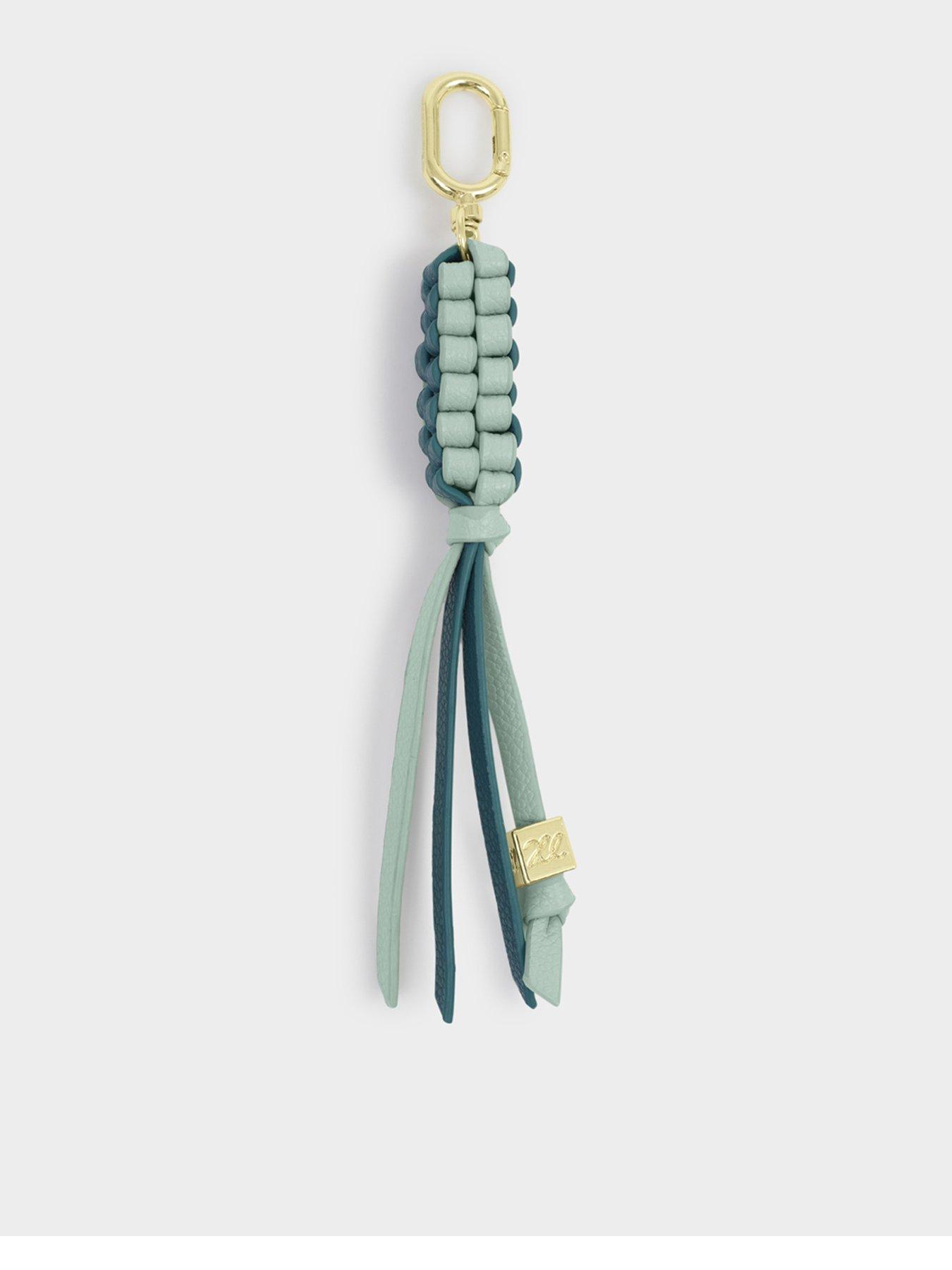 Katie Loxton Braided Keyring Bag Charm - Deep Teal/ Jelly Mint