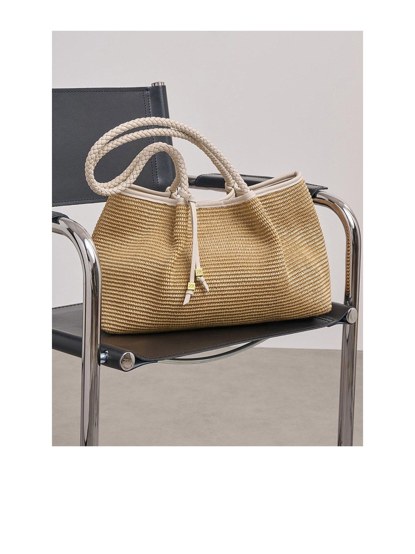 Image 2 of 6 of Katie Loxton Nova Raffia Small Shoulder Tote -&nbsp;Natural Raffia / Oyster - 22.5cm X 36cm X 14cm