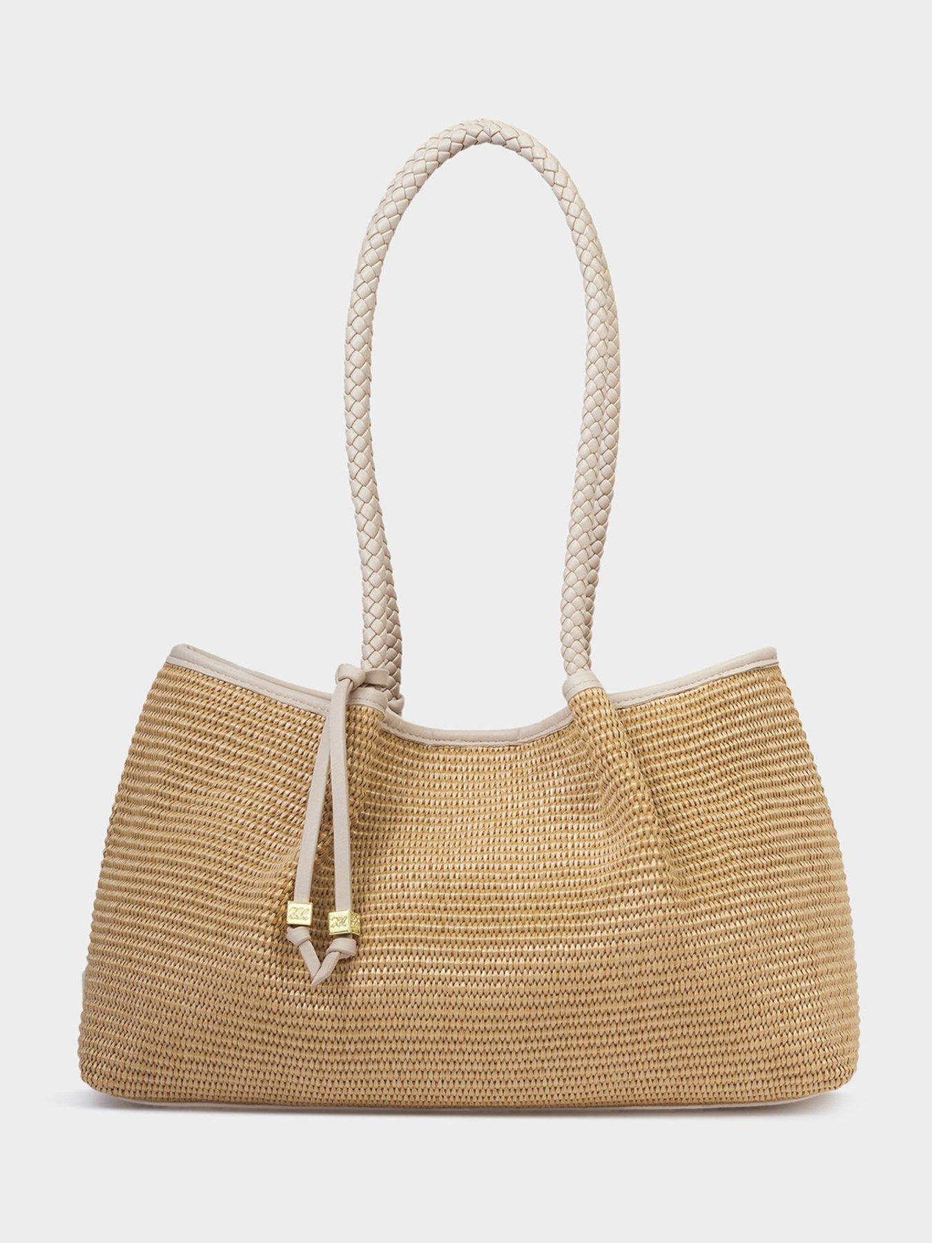 Image 3 of 6 of Katie Loxton Nova Raffia Small Shoulder Tote -&nbsp;Natural Raffia / Oyster - 22.5cm X 36cm X 14cm