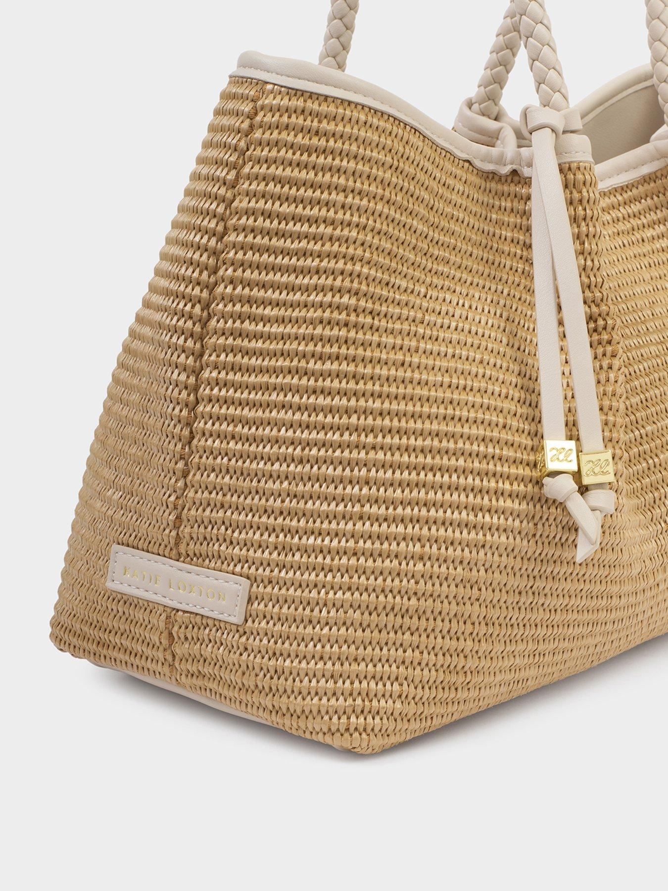 Image 4 of 6 of Katie Loxton Nova Raffia Small Shoulder Tote -&nbsp;Natural Raffia / Oyster - 22.5cm X 36cm X 14cm