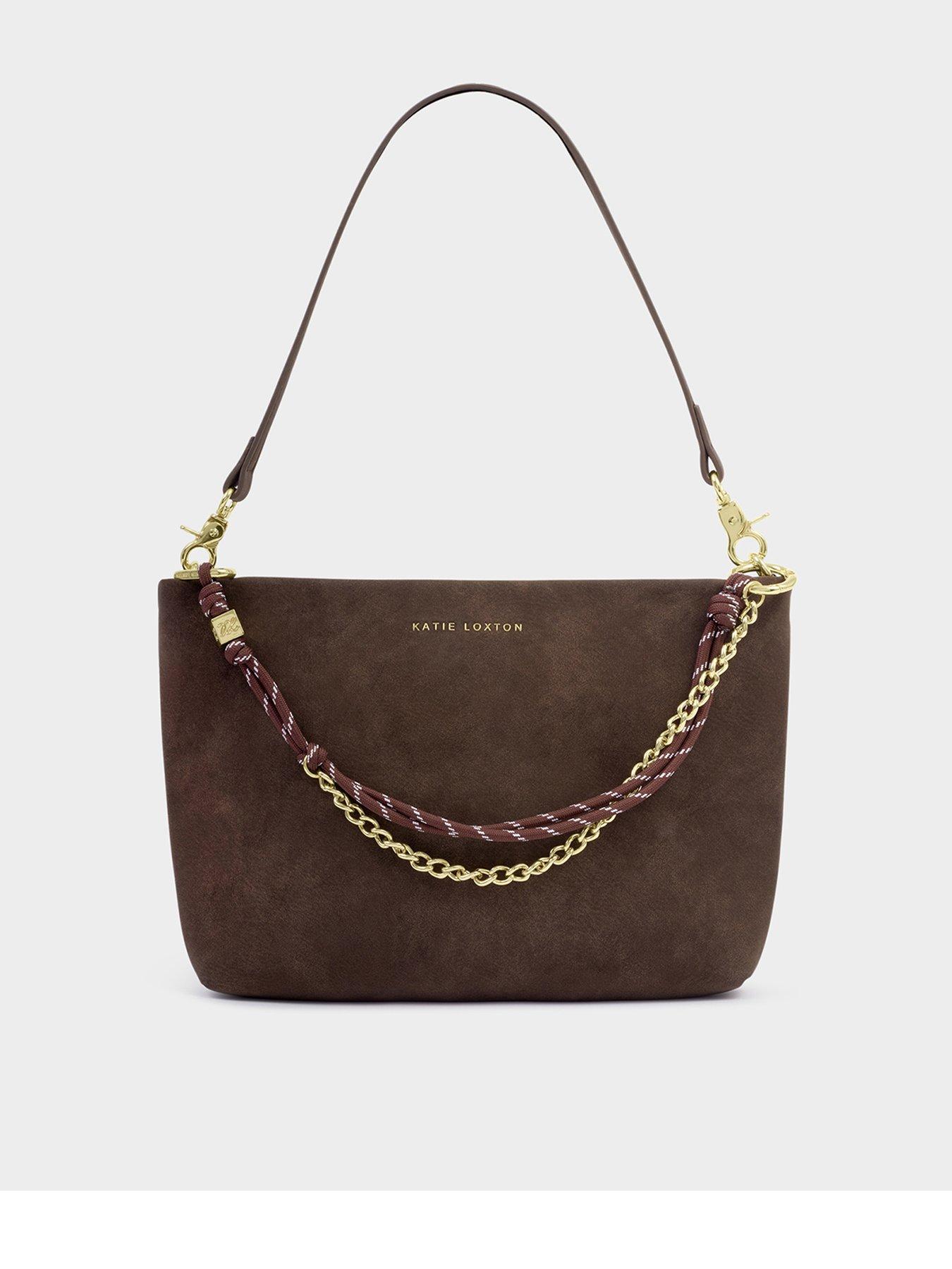 Image 2 of 6 of Katie Loxton Cord Suedette Clutch Bag - Bitter Chocolate