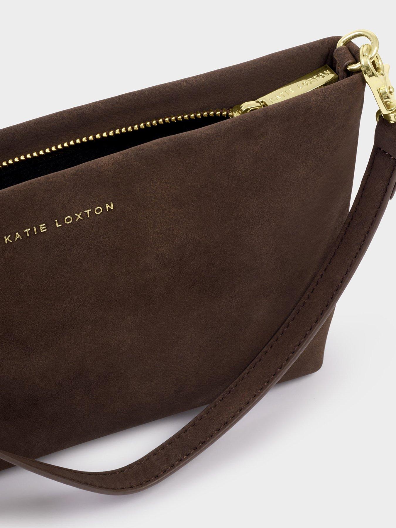 Image 3 of 6 of Katie Loxton Cord Suedette Clutch Bag - Bitter Chocolate