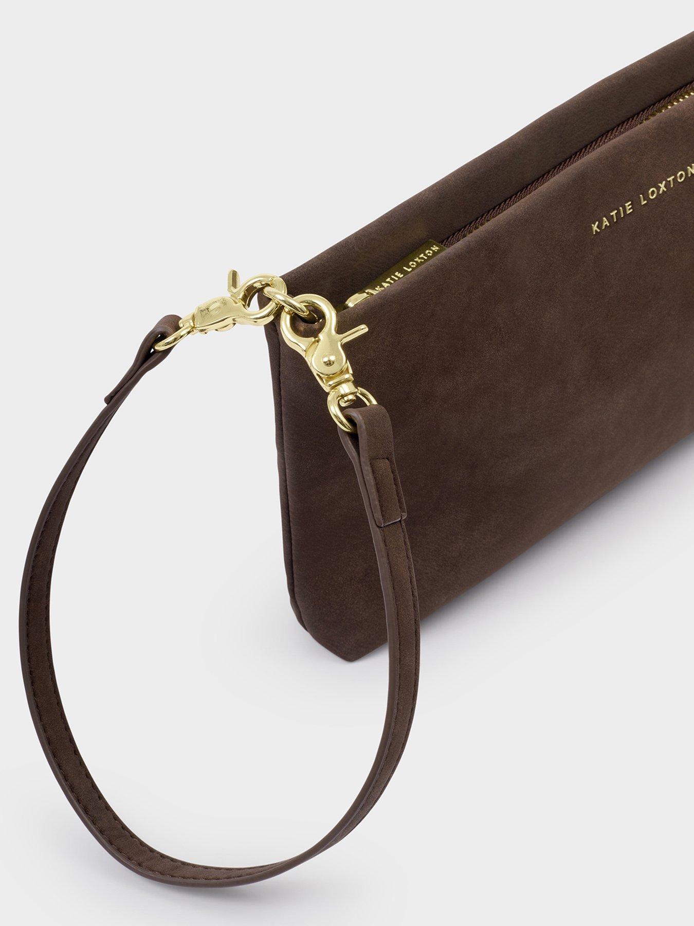 Image 4 of 6 of Katie Loxton Cord Suedette Clutch Bag - Bitter Chocolate