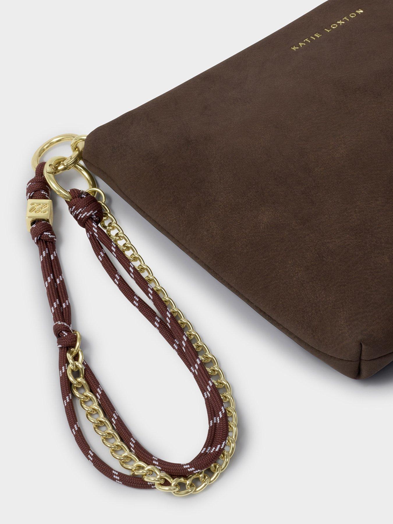 Image 5 of 6 of Katie Loxton Cord Suedette Clutch Bag - Bitter Chocolate