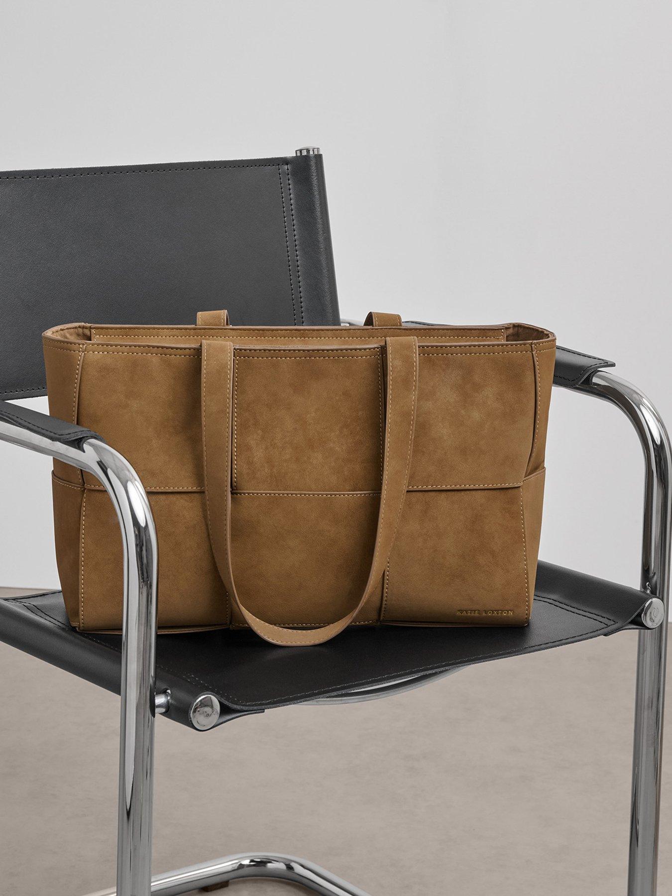 Katie Loxton Taya Woven Suedette Tote Bag - Caramel Suedette