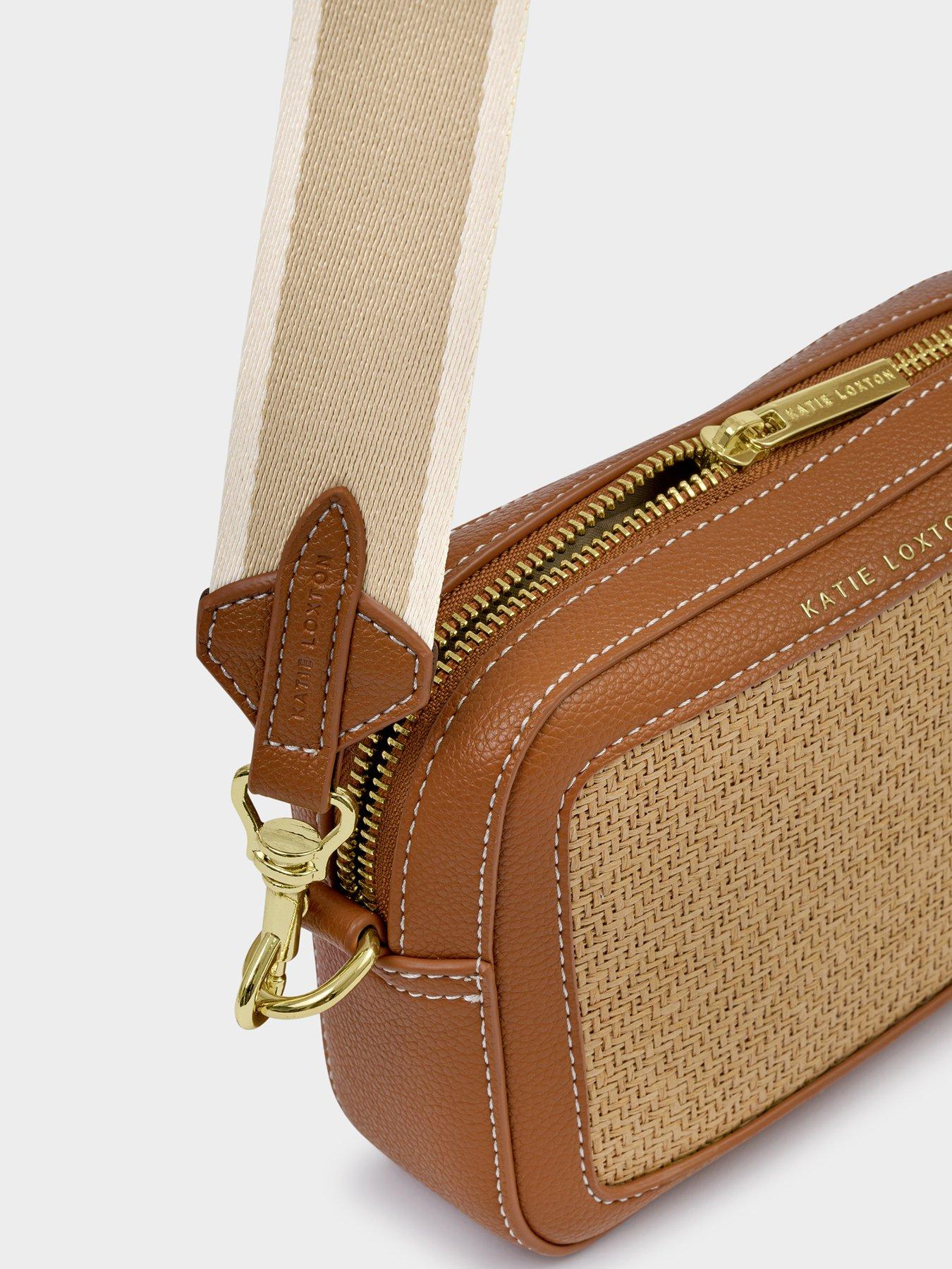Katie Loxton Avery Raffia Small Crossbody Bag - Natural Raffia/Cognac ...