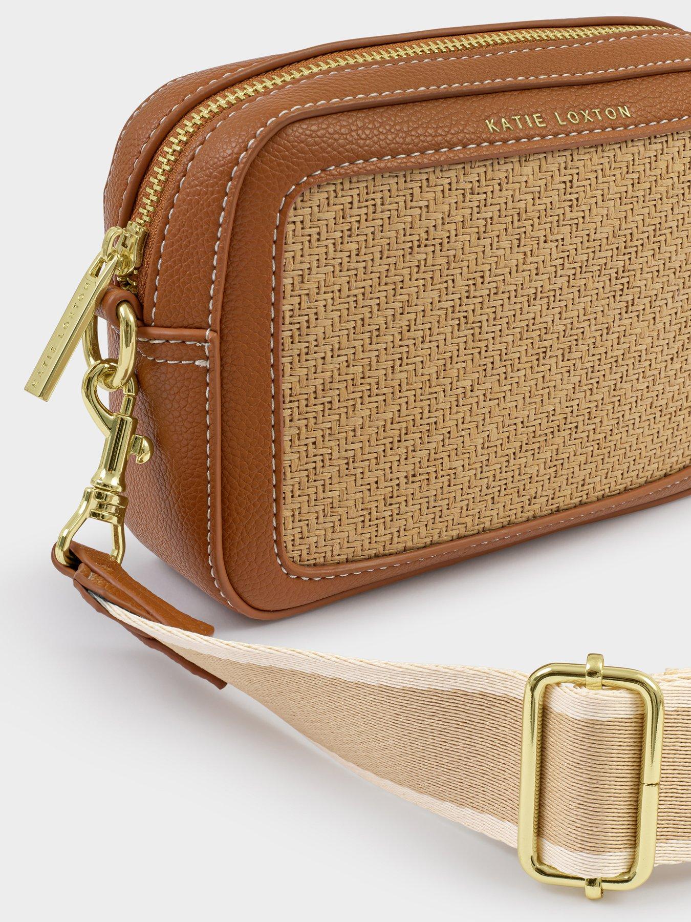 Katie Loxton Avery Raffia Small Crossbody Bag - Natural Raffia/Cognac ...