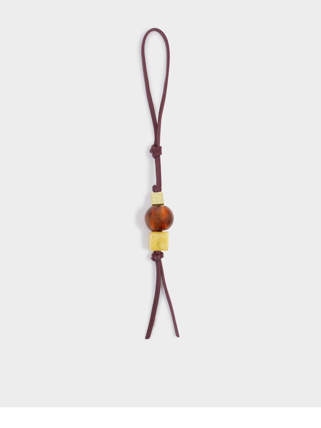 Katie Loxton Beaded Keyring Bag Charm - Bitter Chocolate